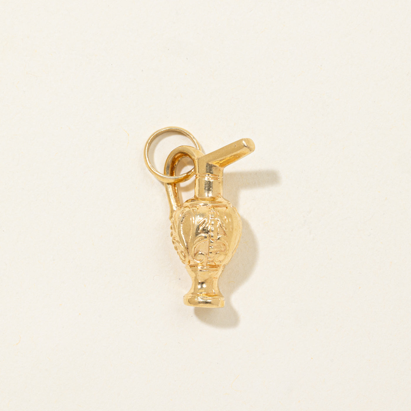 18K Yellow Gold Floral Pitcher Charm