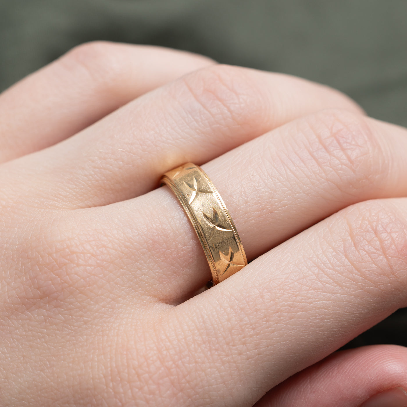 Canadian 14k Yellow Gold Engraved Band | 5.95mm | SZ 8