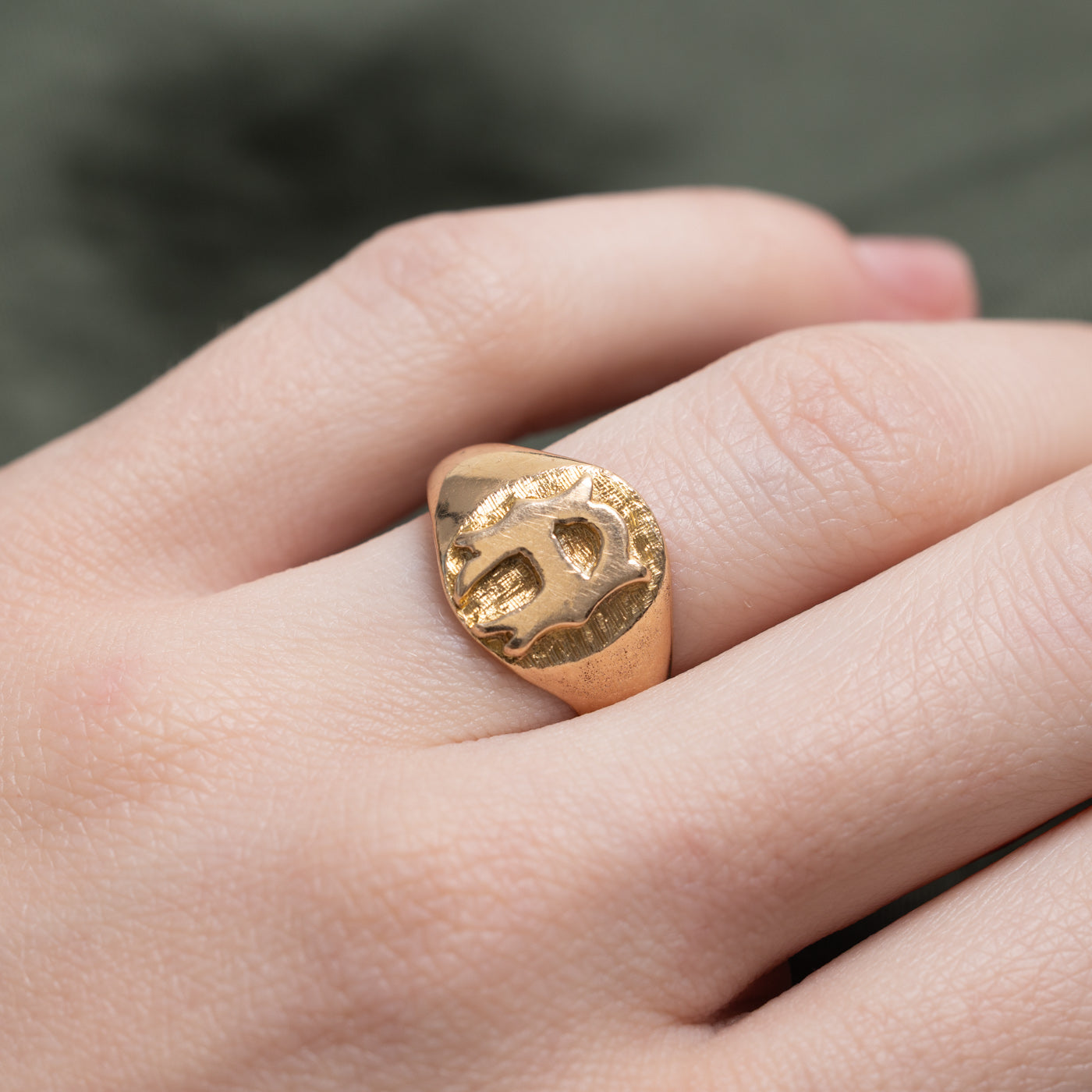 15K Yellow Gold "A" Initial Signet Ring | SZ 6.25