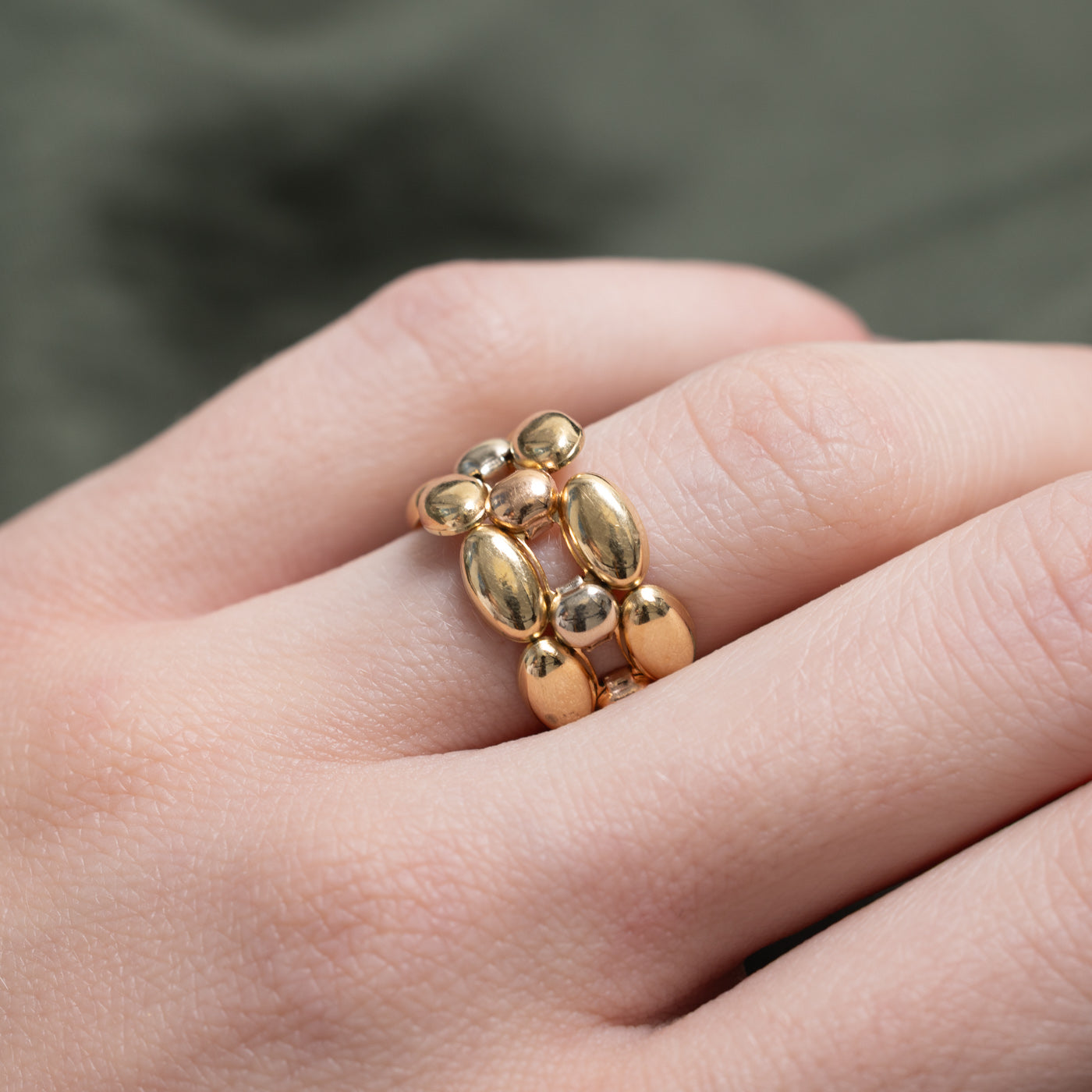 17K Two Tone Gold Panther Link Band | 10.8mm | SZ 5.5