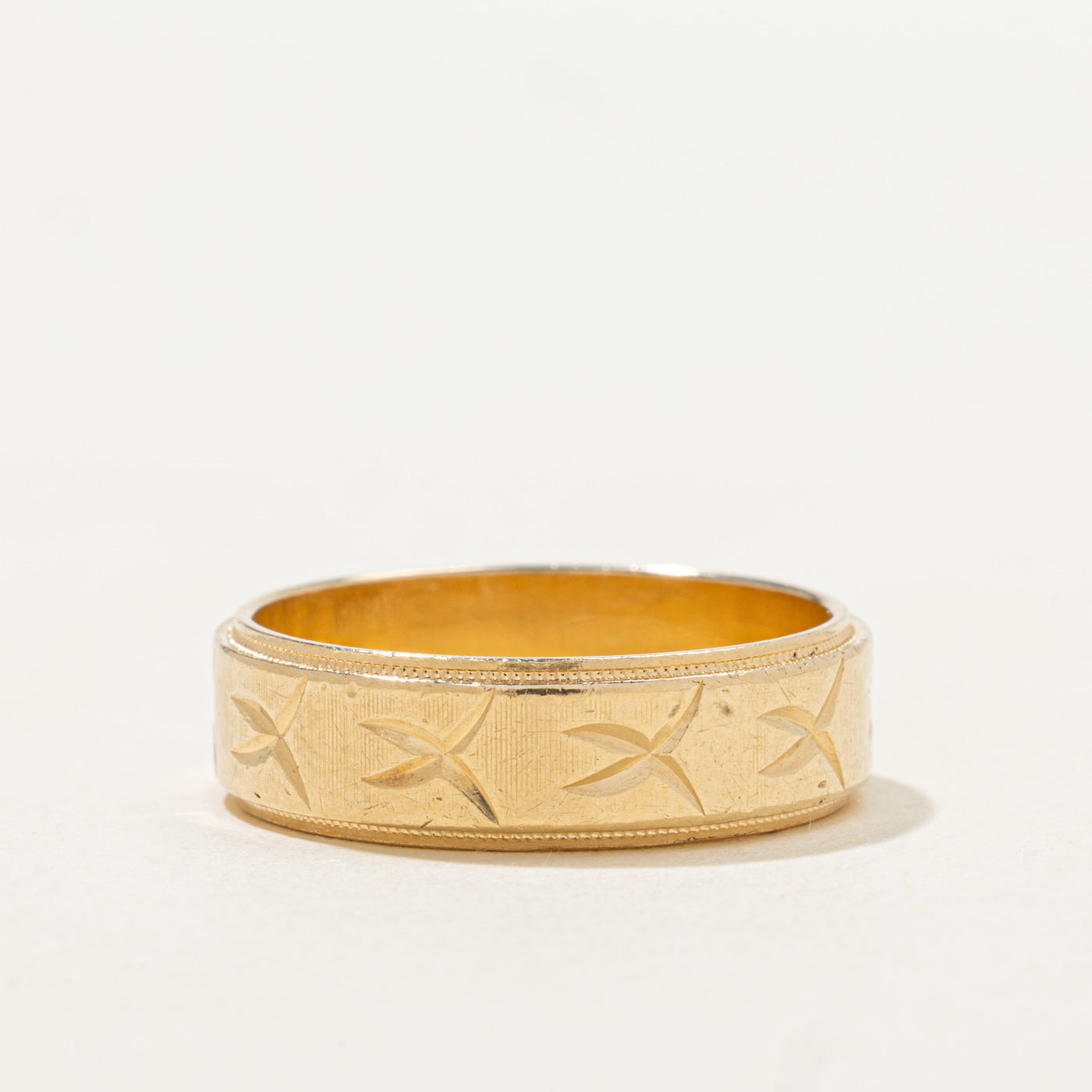 Canadian 14k Yellow Gold Engraved Band | 5.95mm | SZ 8