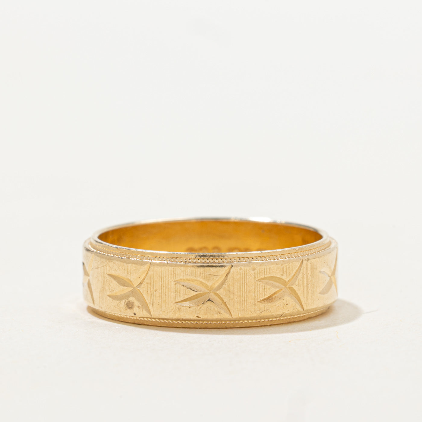 Canadian 14k Yellow Gold Engraved Band | 5.95mm | SZ 8