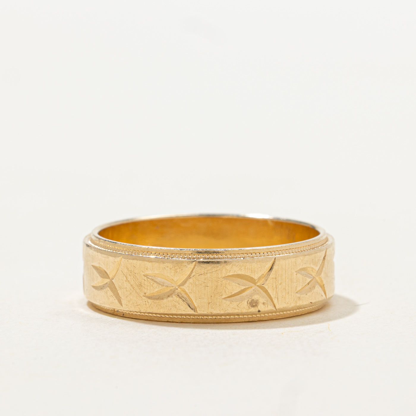 Canadian 14k Yellow Gold Engraved Band | 5.95mm | SZ 8