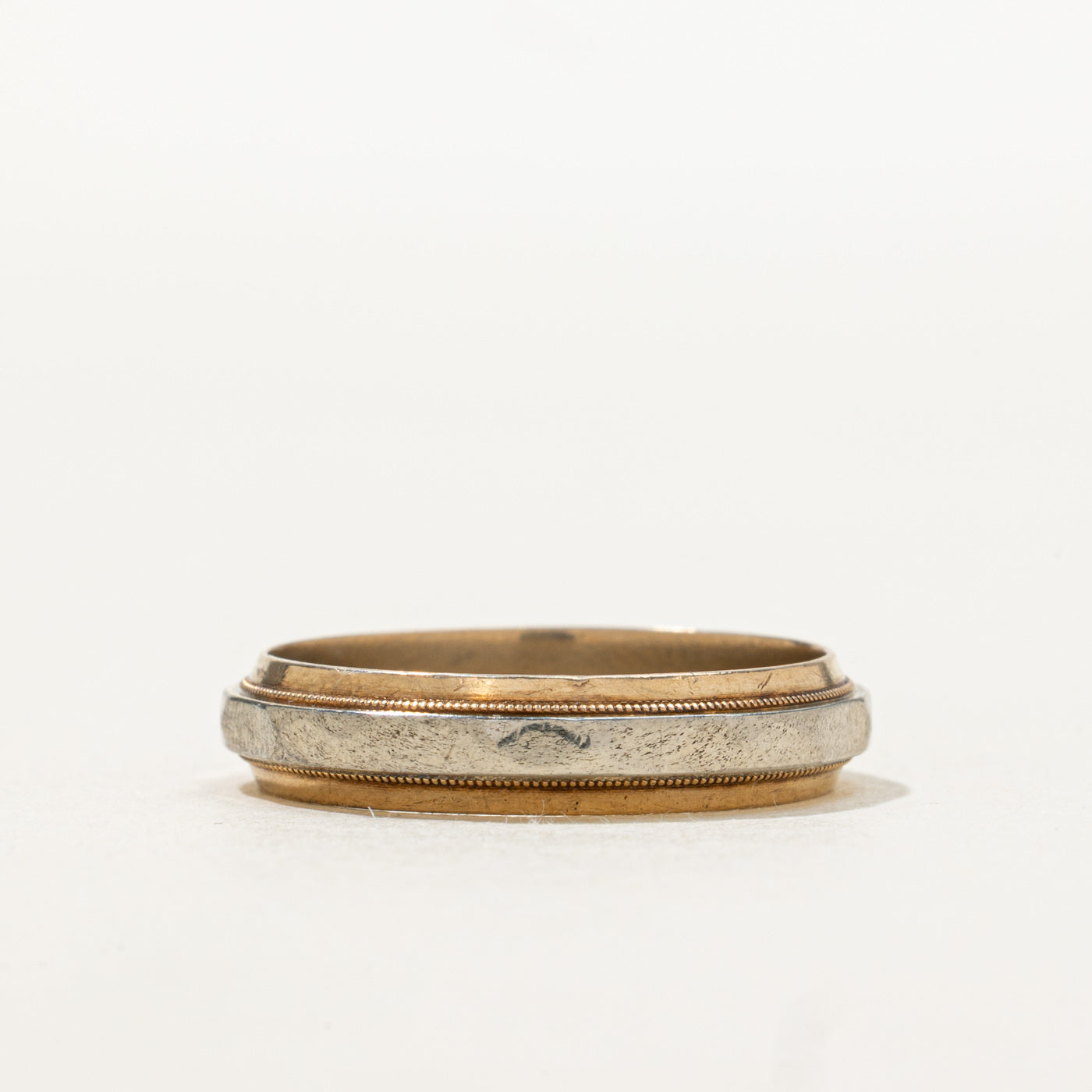 10K Two Tone Gold Milgrain Band | SZ 9.5