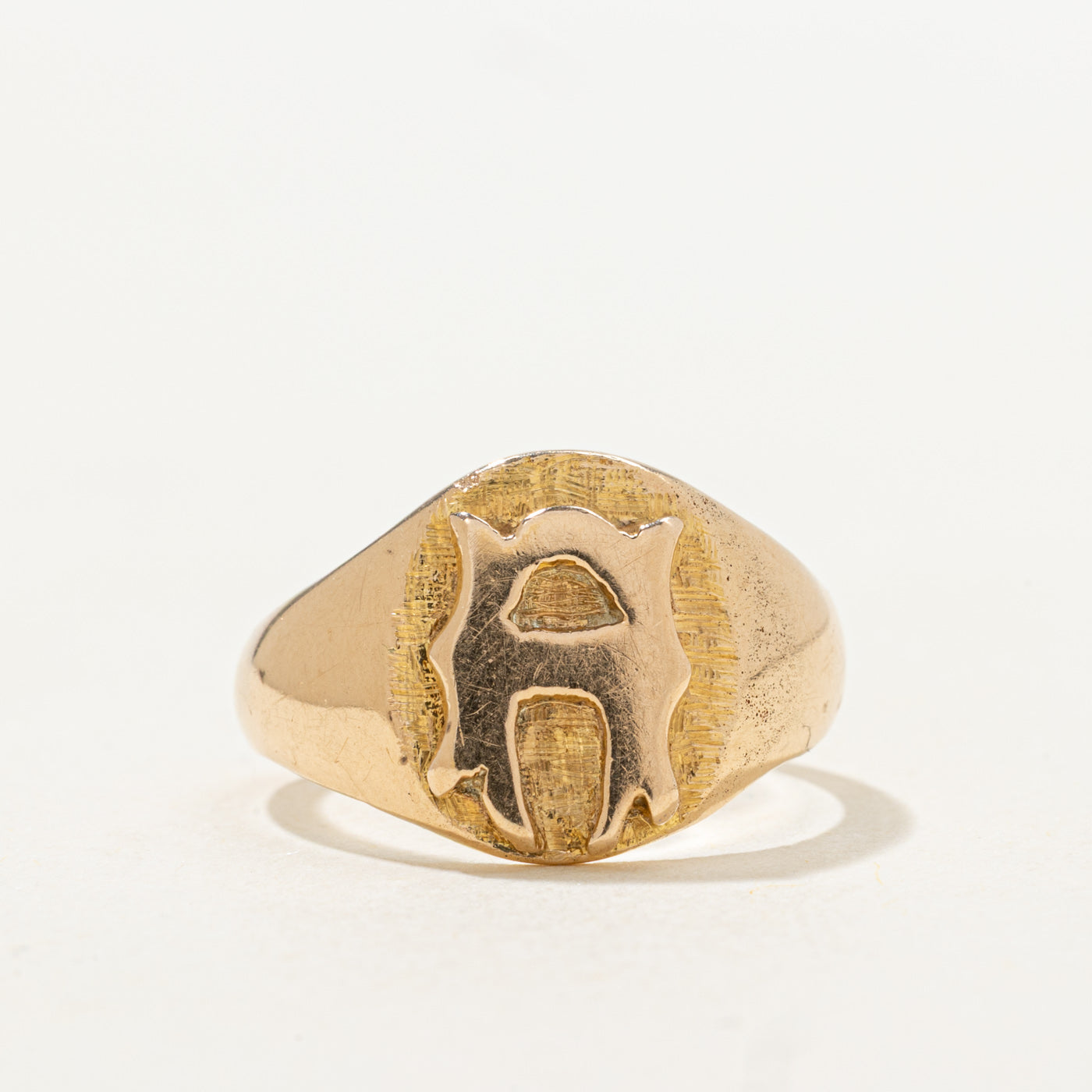 15K Yellow Gold "A" Initial Signet Ring | SZ 6.25