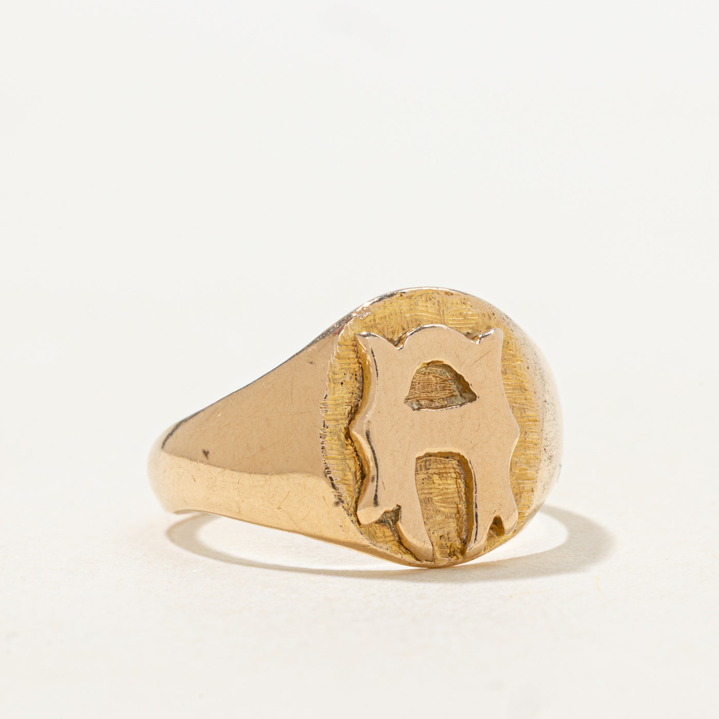 15K Yellow Gold "A" Initial Signet Ring | SZ 6.25