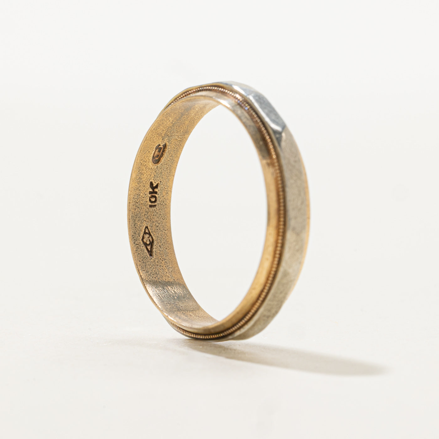 10K Two Tone Gold Milgrain Band | SZ 9.5