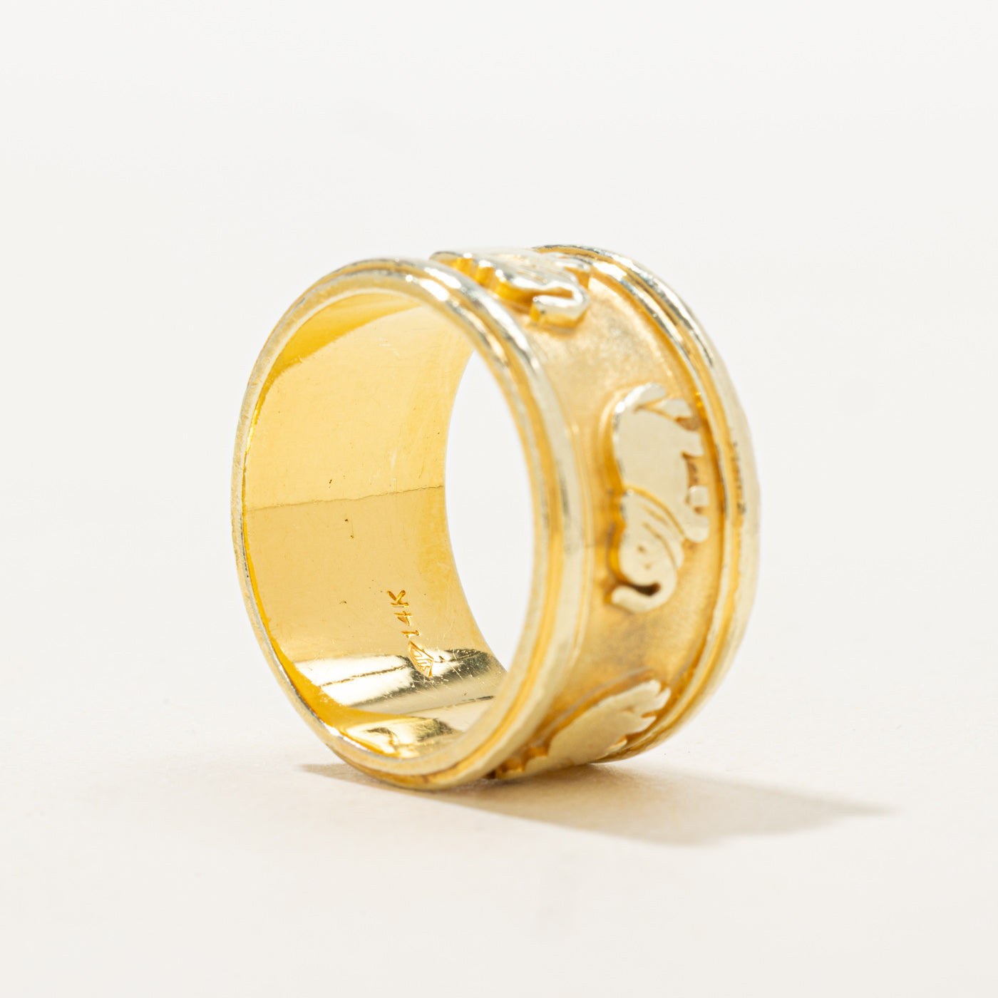 14K Elephant Embossed Band | 11.20mm | SZ 7.75