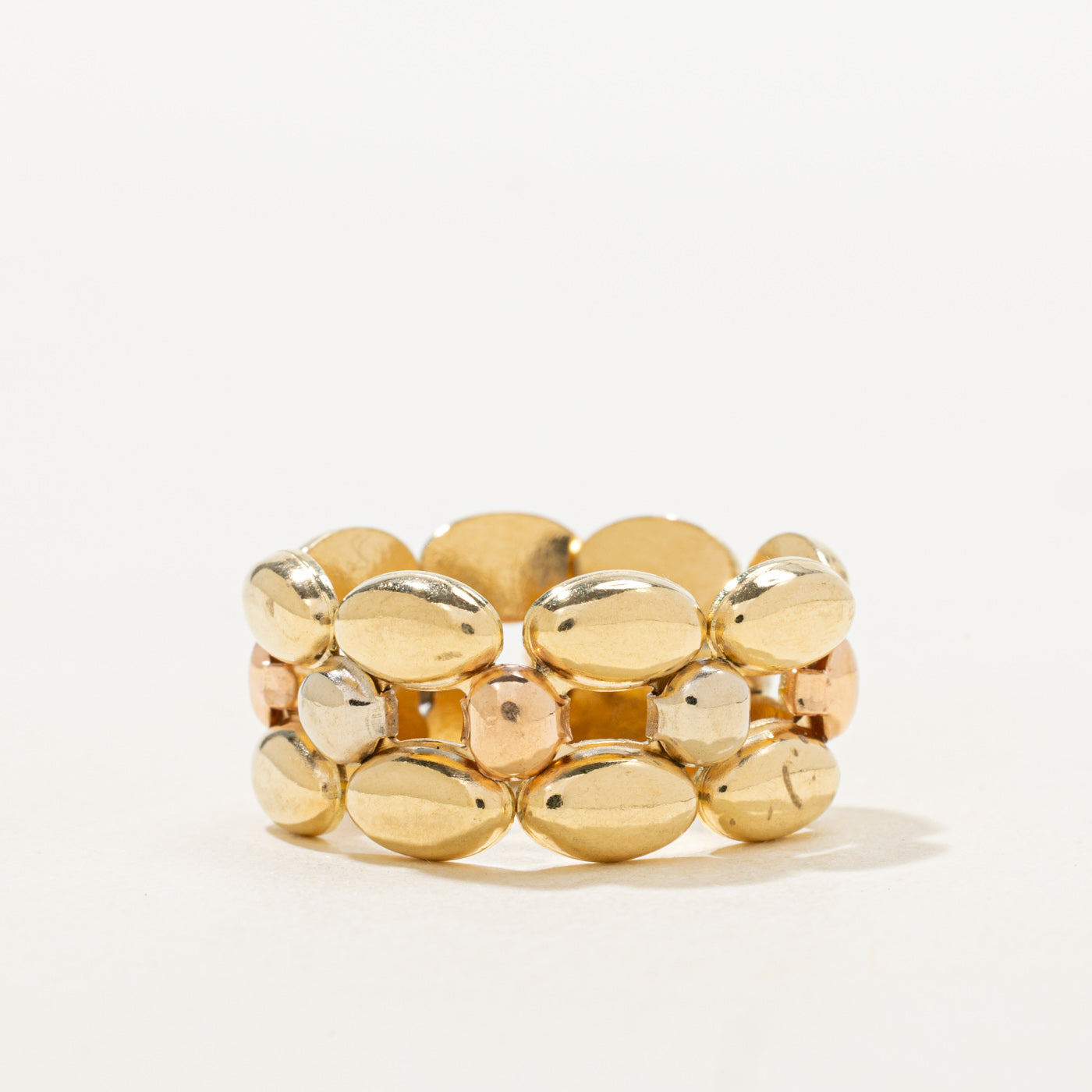 17K Two Tone Gold Panther Link Band | 10.8mm | SZ 5.5