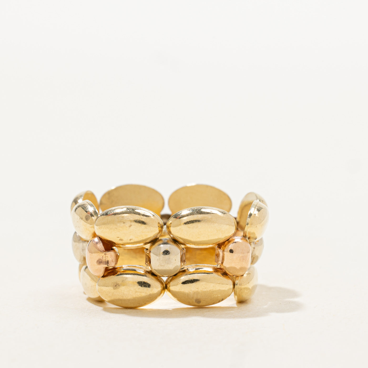 17K Two Tone Gold Panther Link Band | 10.8mm | SZ 5.5