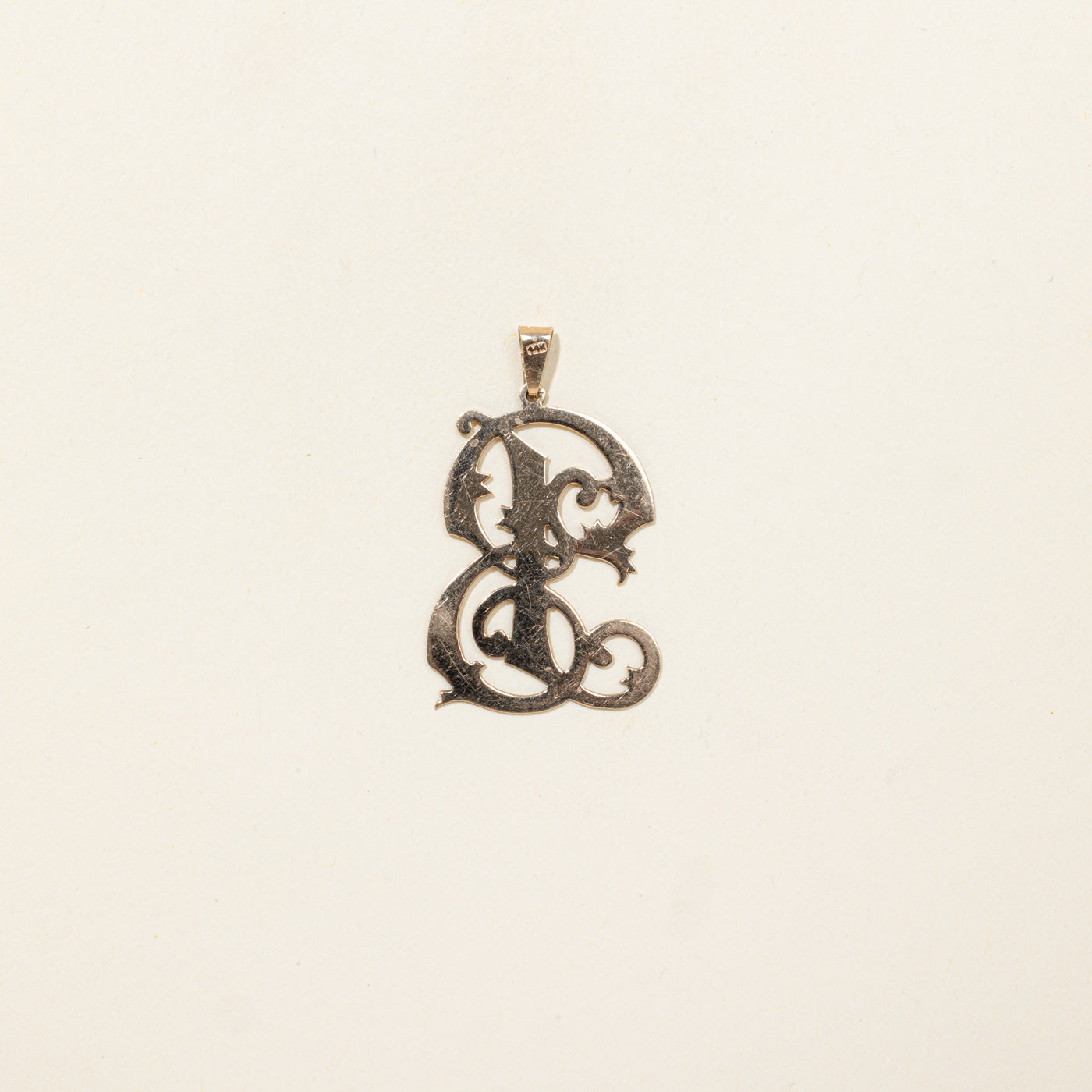 14K "B" Ornate Initial Pendant