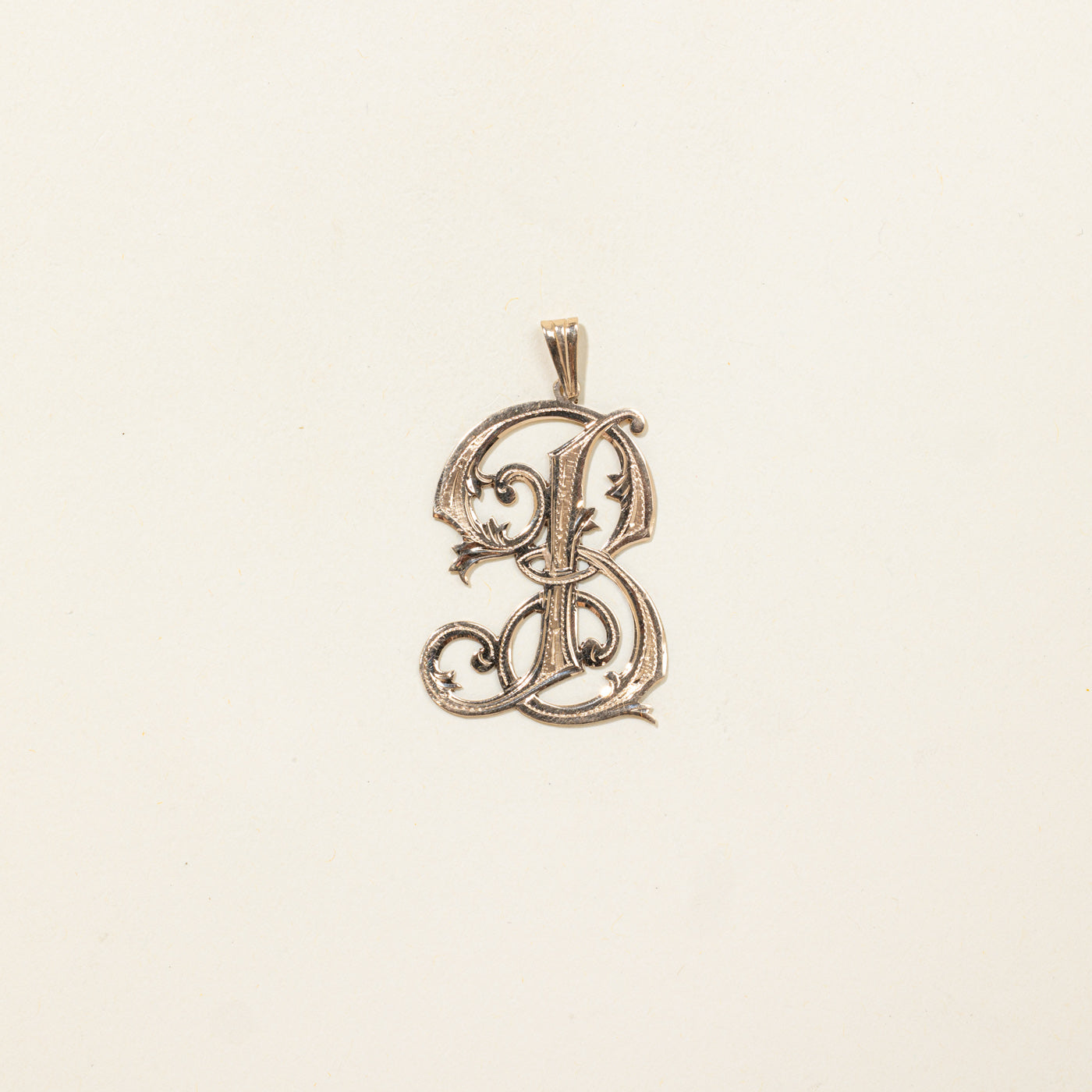14K "B" Ornate Initial Pendant
