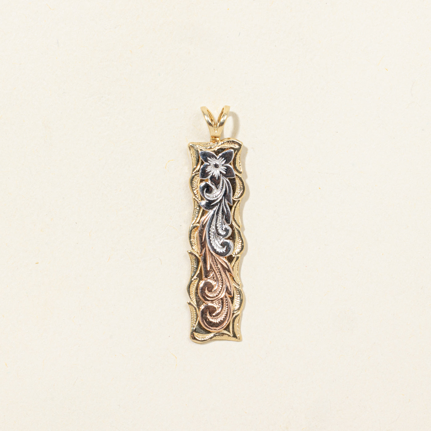 14K Hawaiian Plumeria Drop Pendant