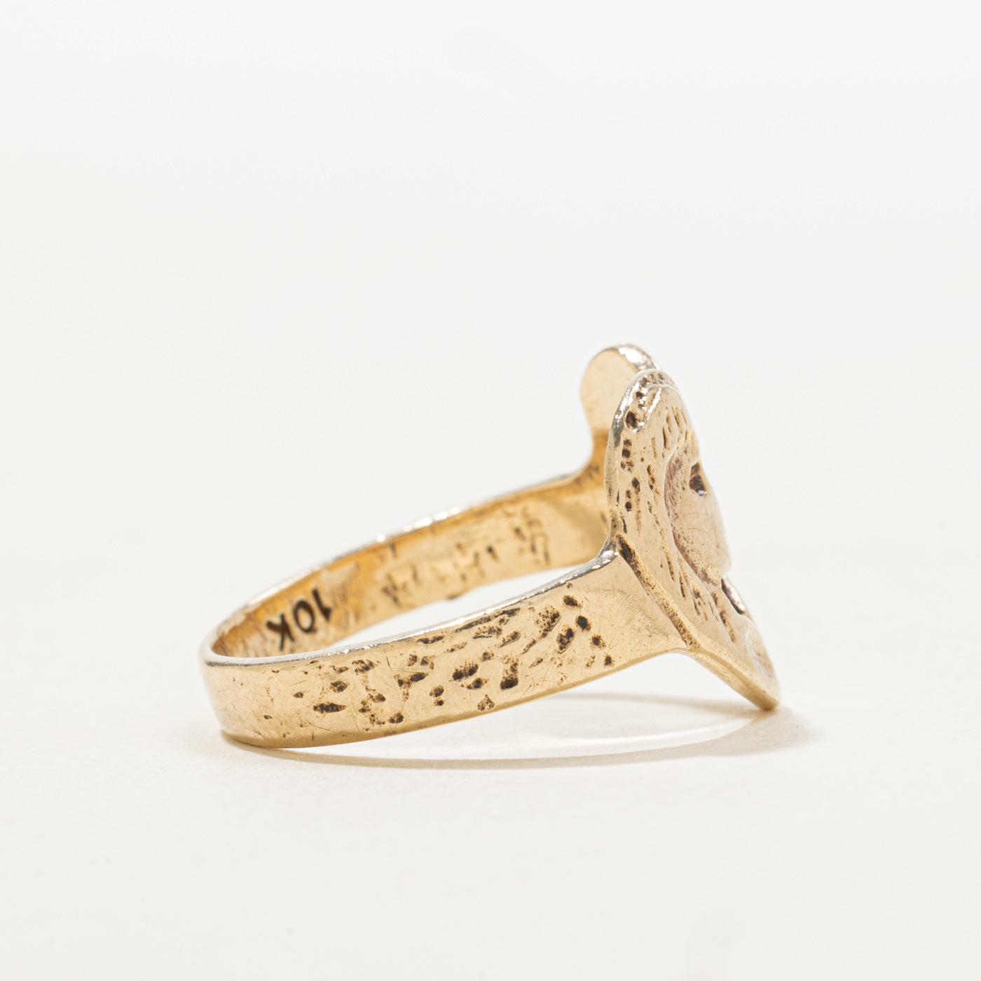 10K Double Side Portrait Heart Ring | SZ 6