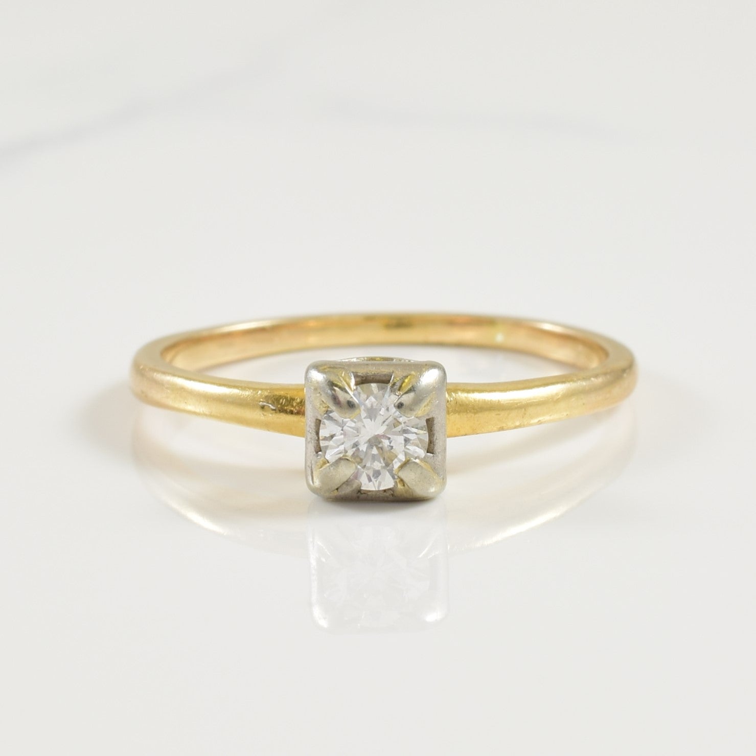 Mid Century Solitaire Diamond Ring | 0.22ct | SZ 7.5 |