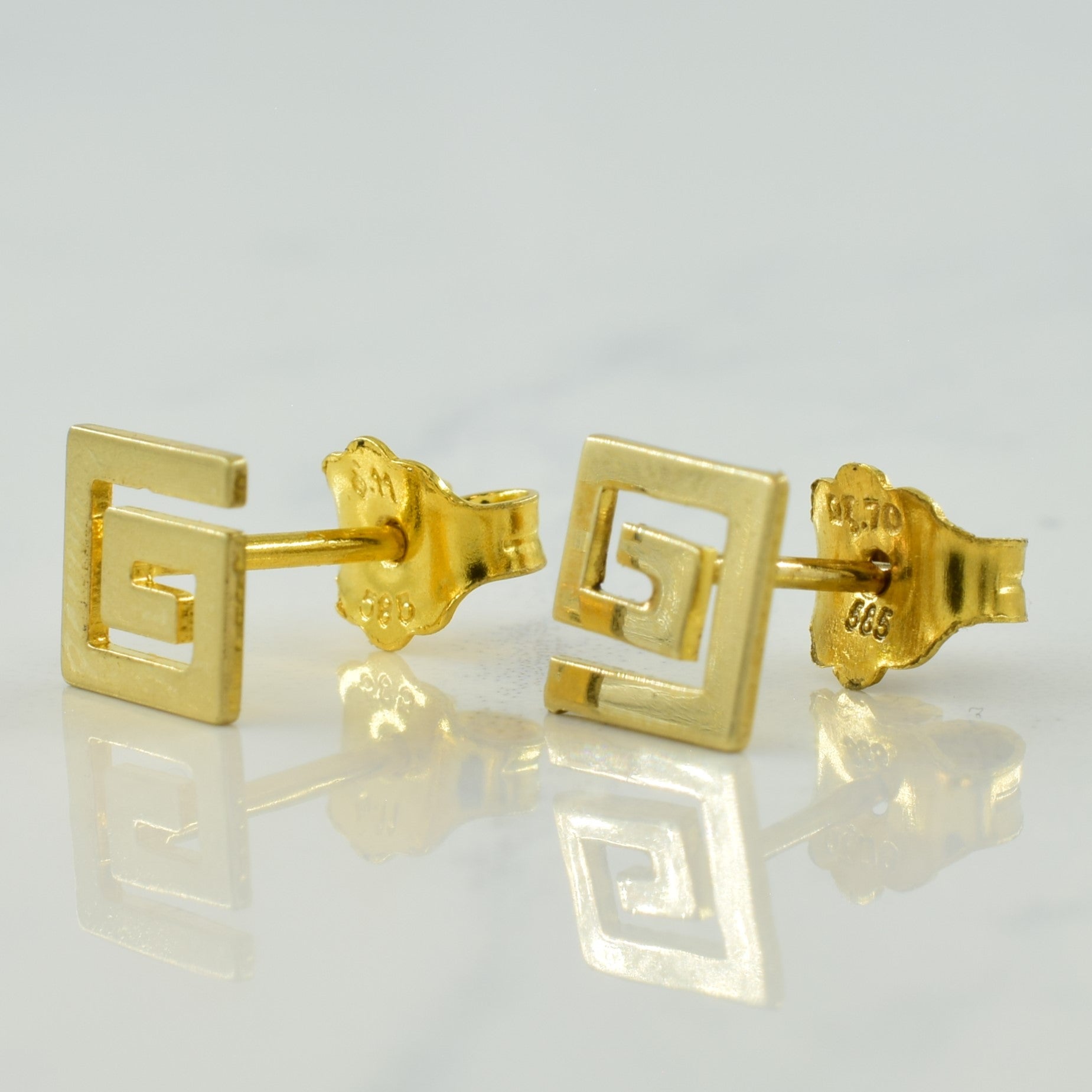 14k Yellow Gold Spiral Stud Earrings