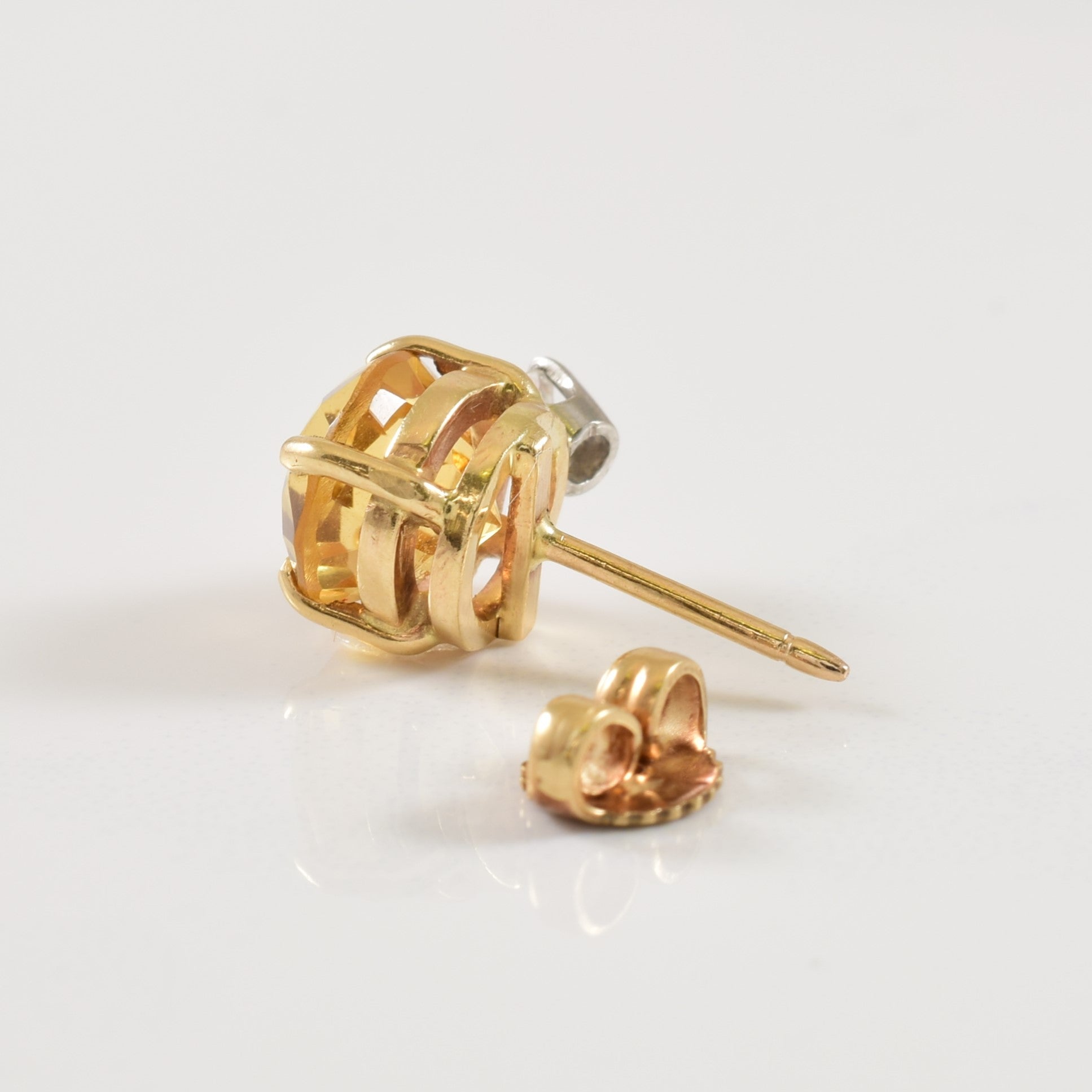 Citrine & Diamond Stud Earrings | 2.20ctw, 0.20ctw |