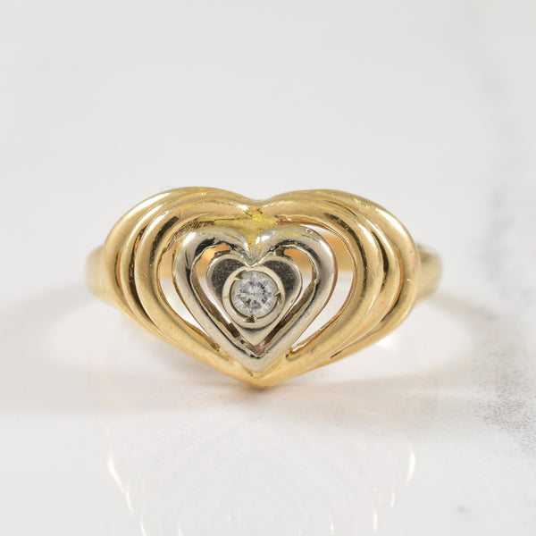 Solitaire Diamond Heart Shaped Ring | 0.03ct | SZ 6.5 |