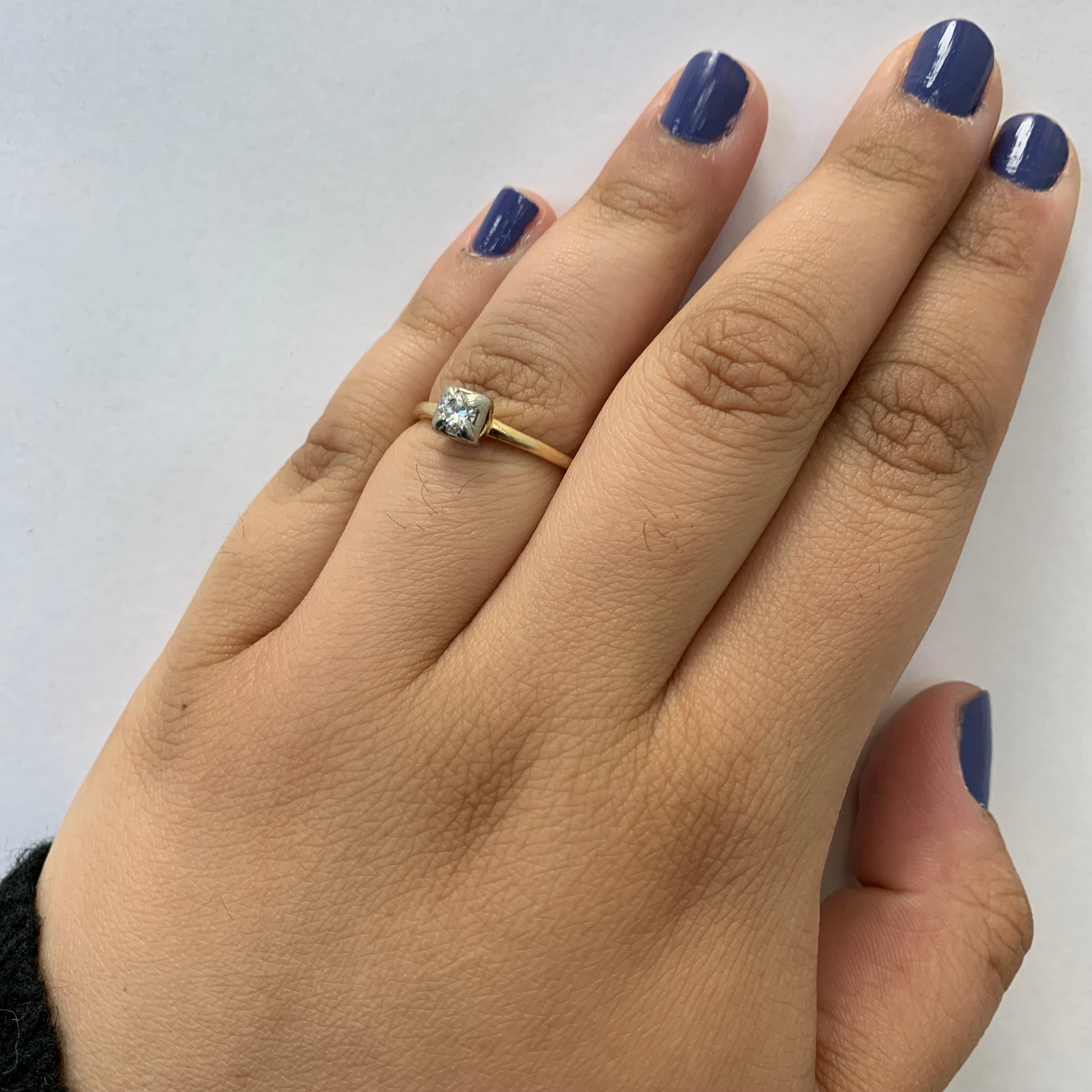 Mid Century Solitaire Diamond Ring | 0.22ct | SZ 7.5 |