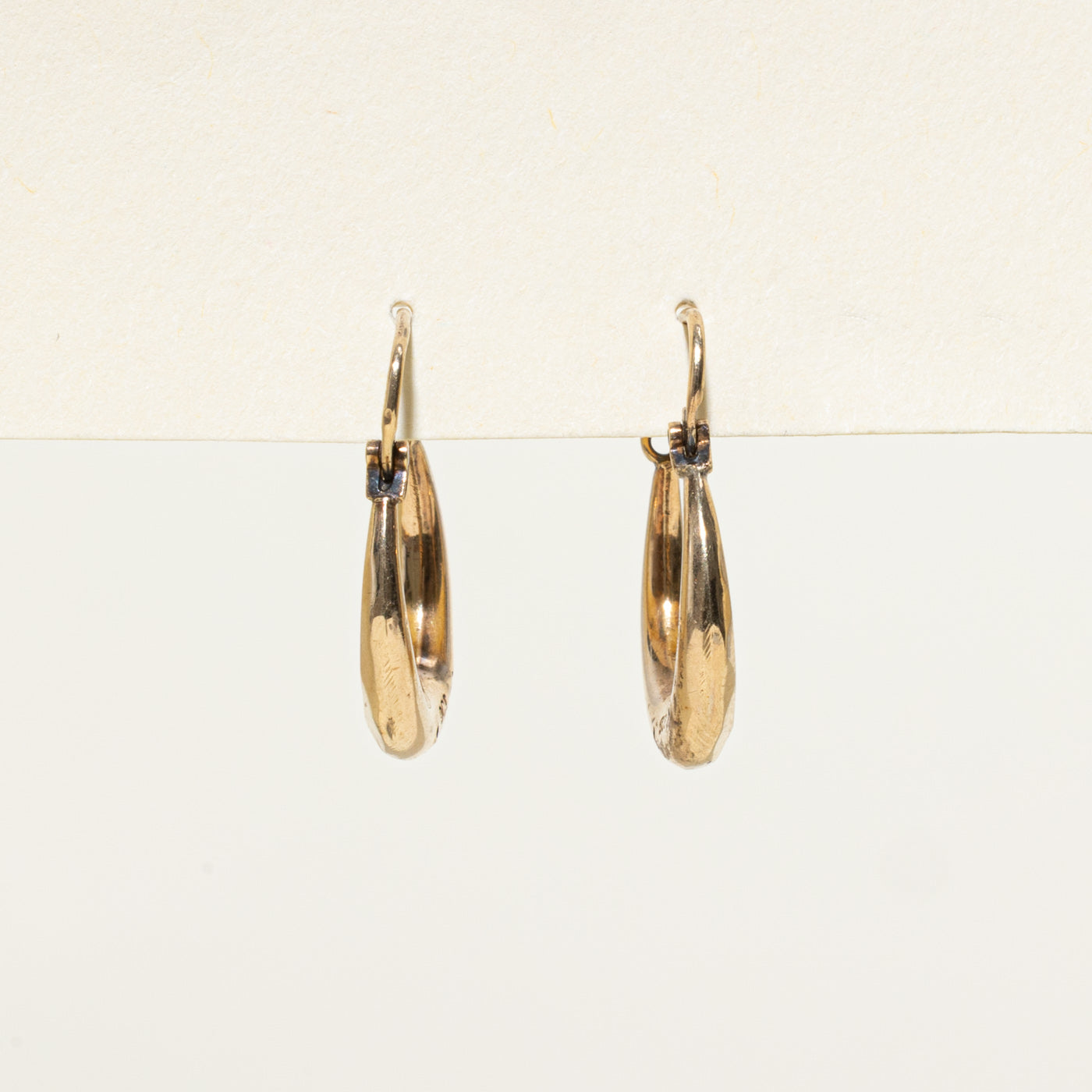 9K Yellow Gold Textured Hoop Earrings