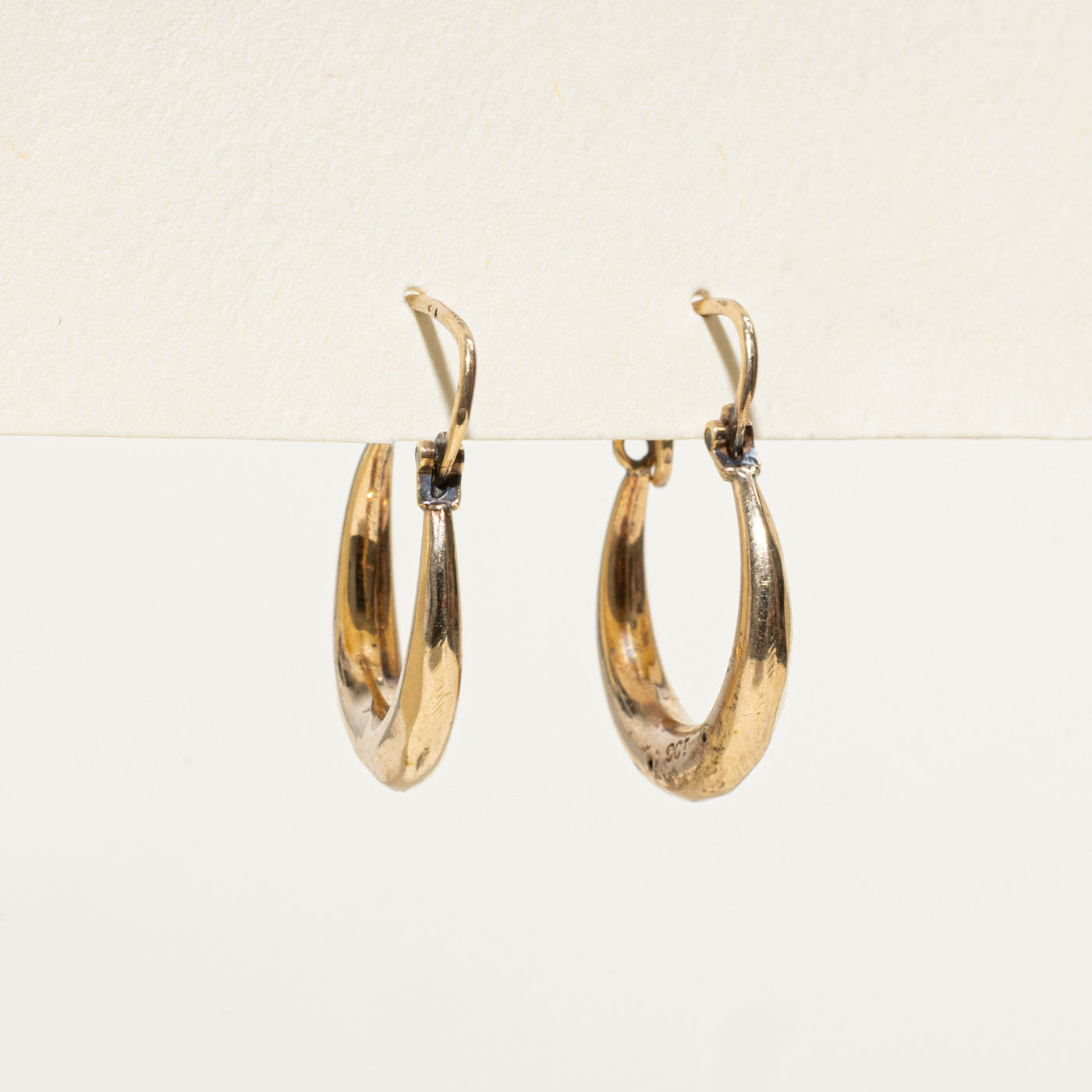 9K Yellow Gold Textured Hoop Earrings