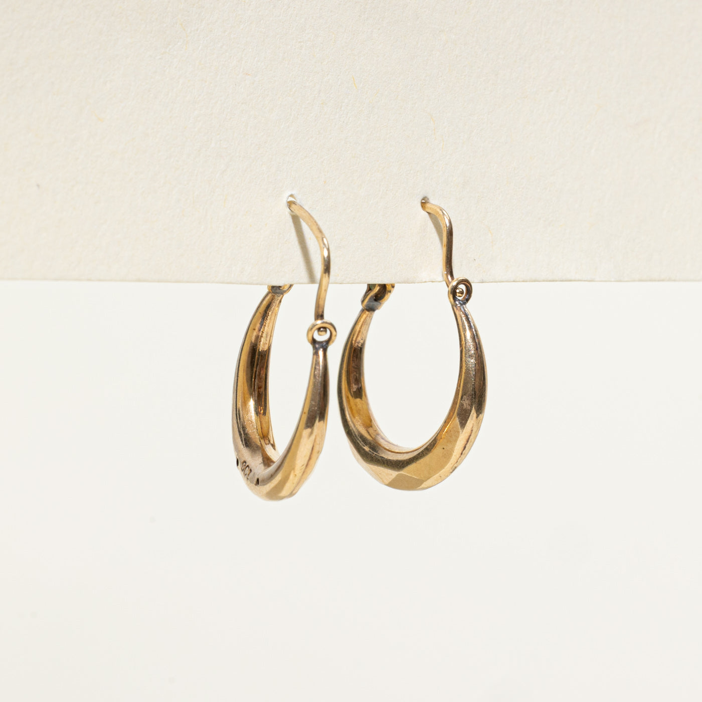 9K Yellow Gold Textured Hoop Earrings