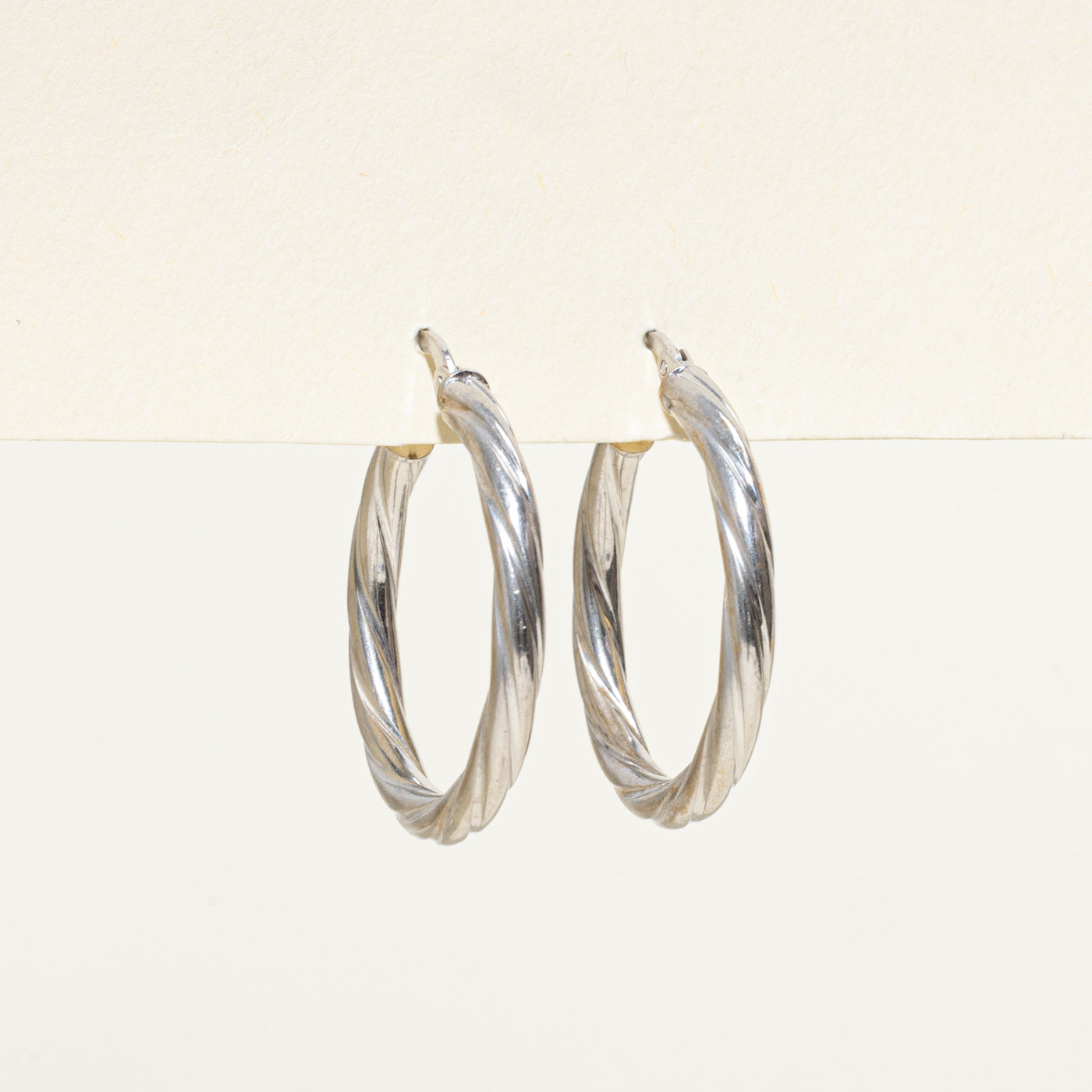 Italian 9k Grooved Hoop Earrings