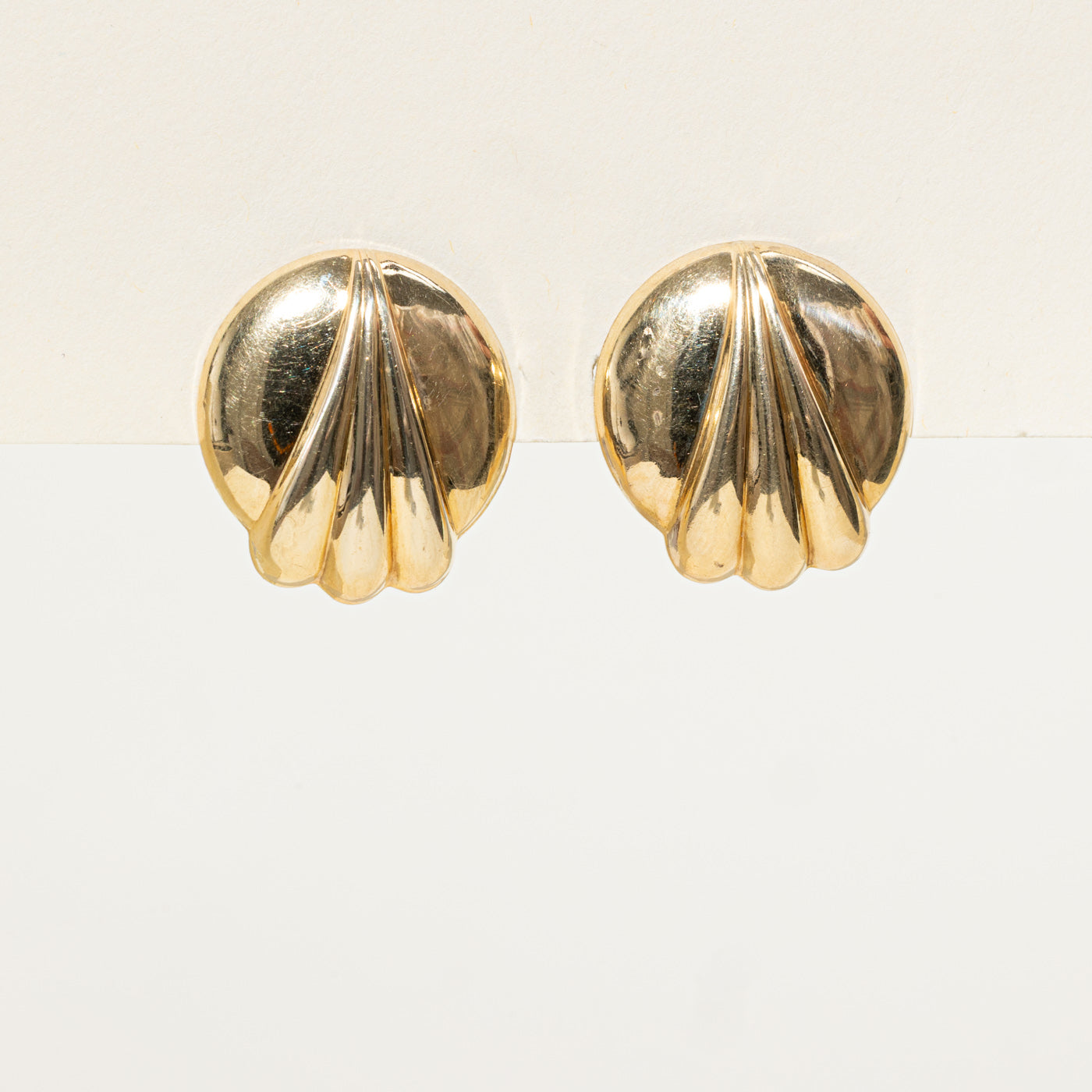 Grooved Button Stud Earrings