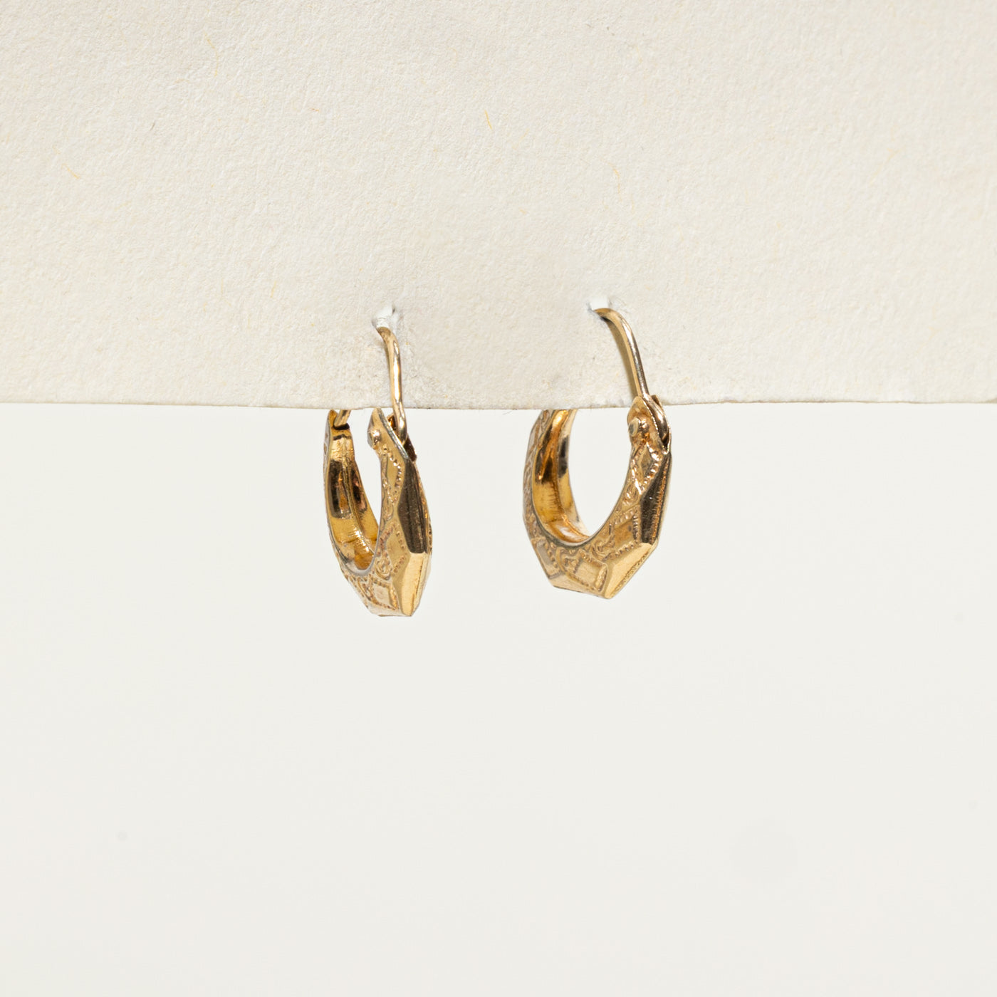 Engraved Geometric Huggie Earrings