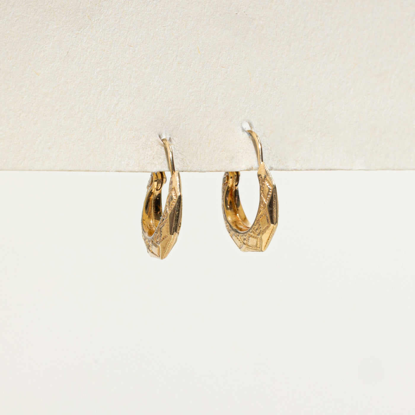 Engraved Geometric Huggie Earrings