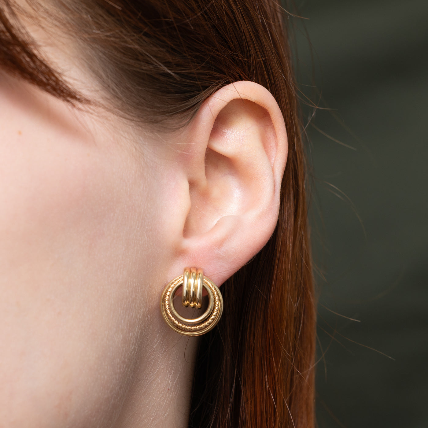 Textured Door Knocker Stud Earrings