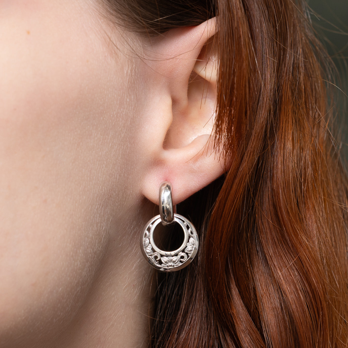 Floral Door Knocker Drop Earrings