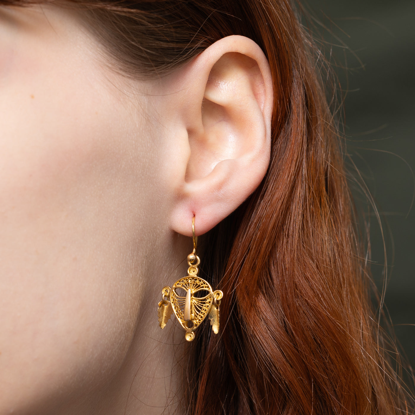Filigree Mask Drop Earrings