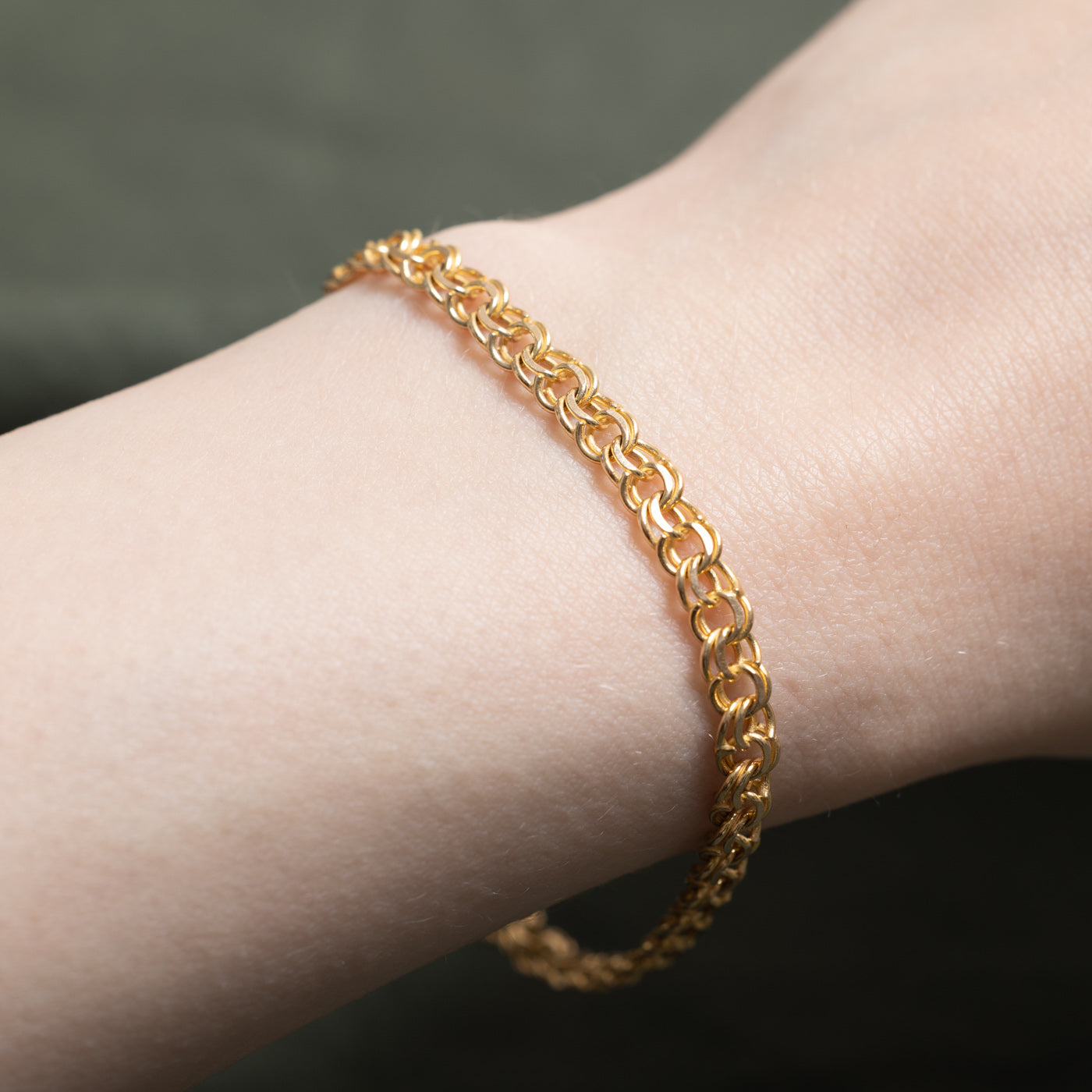 Bracelet italien à double maillons en or 14 carats | 18 cm