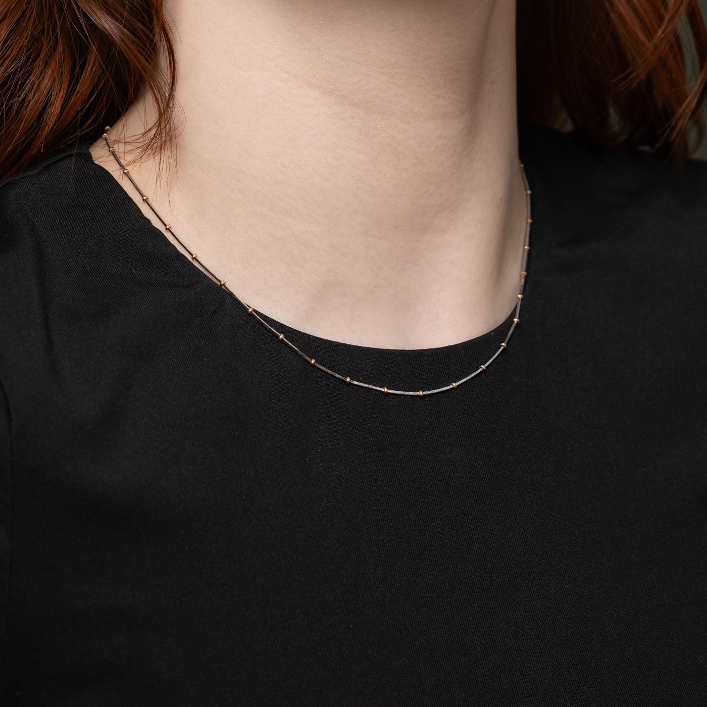 14k Two Tone Gold Satellite Chain | 16"