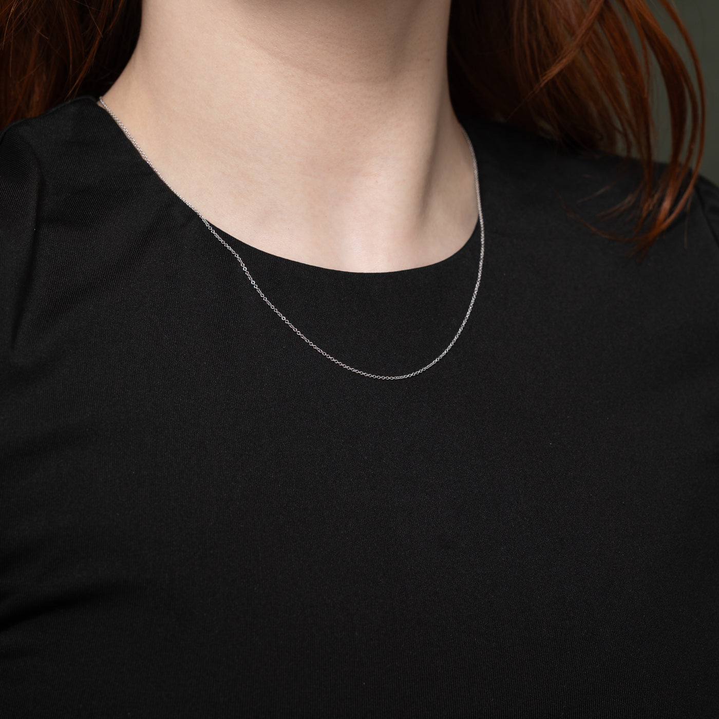 18k White Gold Cable Link Chain | 18"