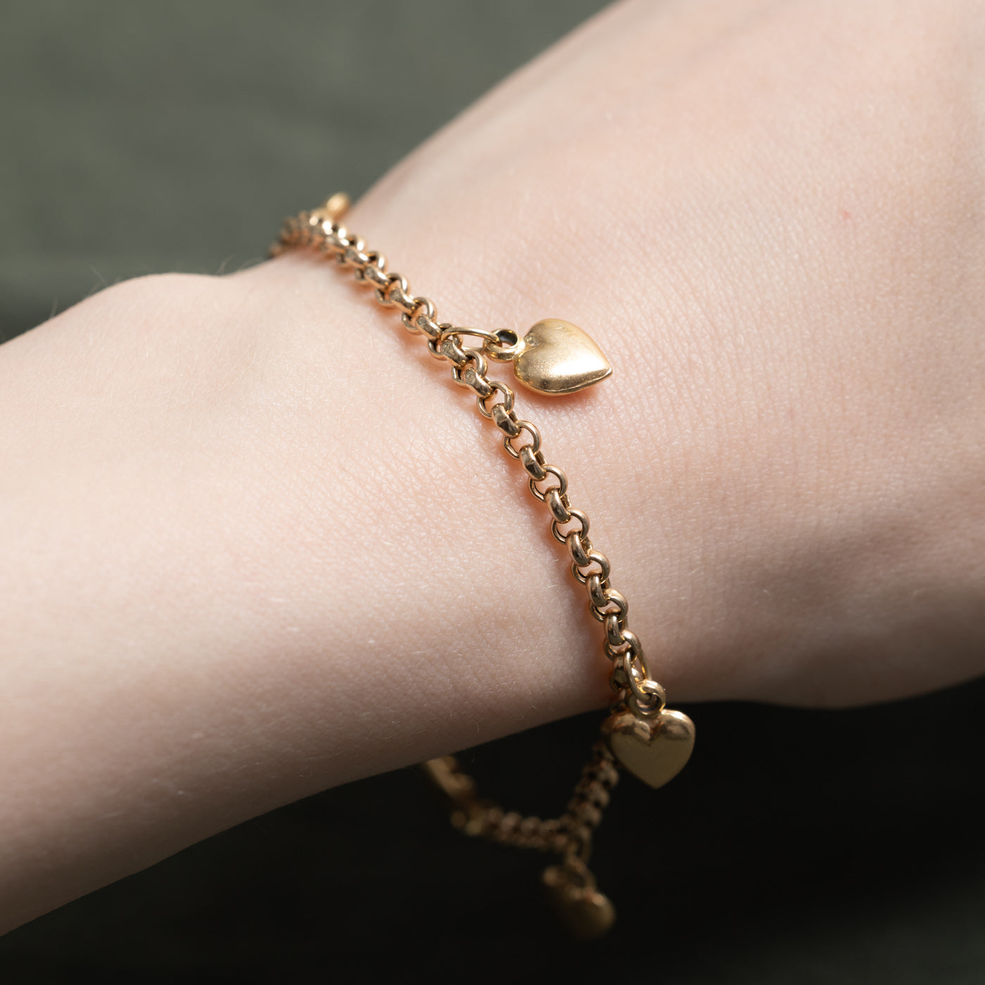 14k Yellow Gold Heart Charm Bracelet | 7.5"