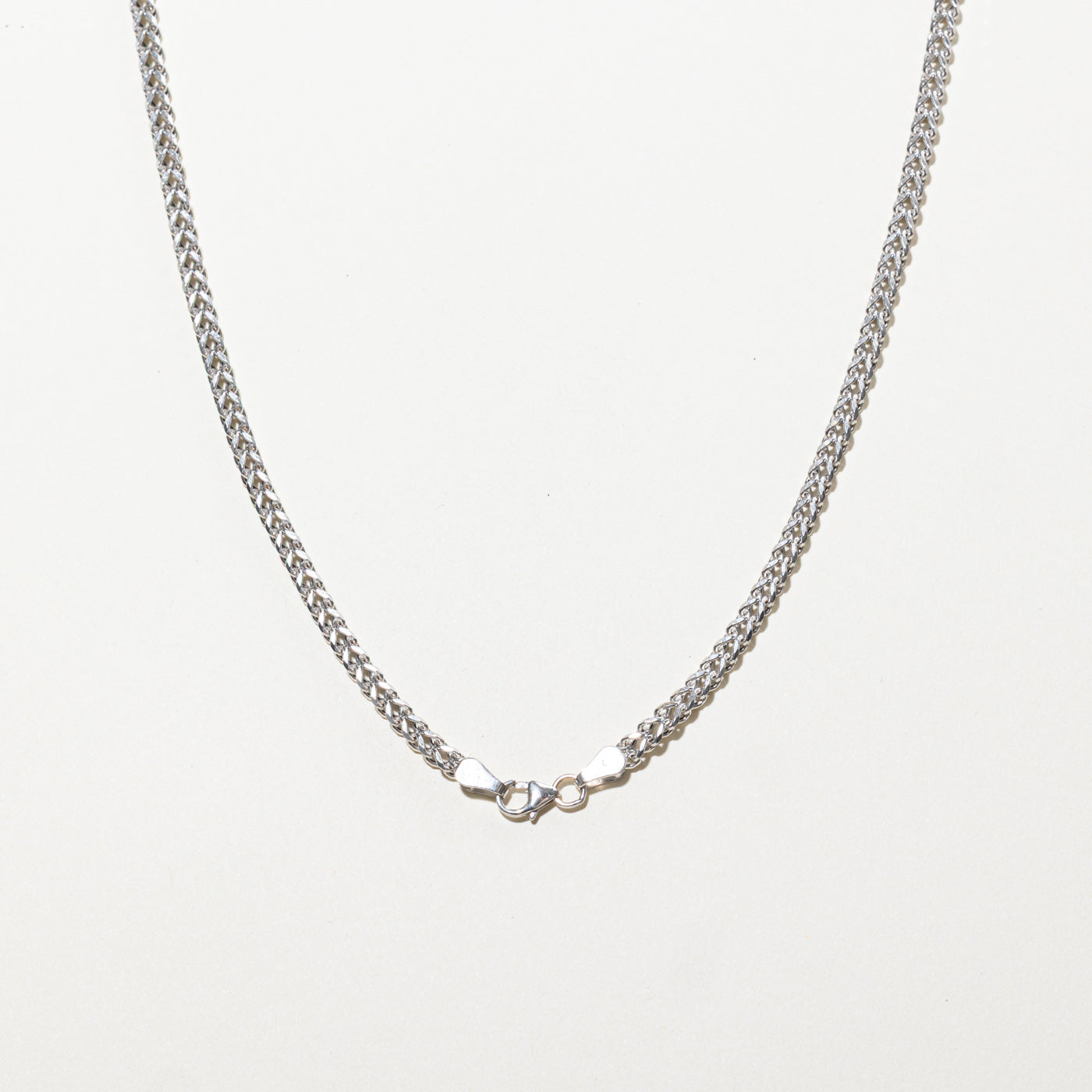 Chaîne blé en or blanc 14 carats | 48 cm