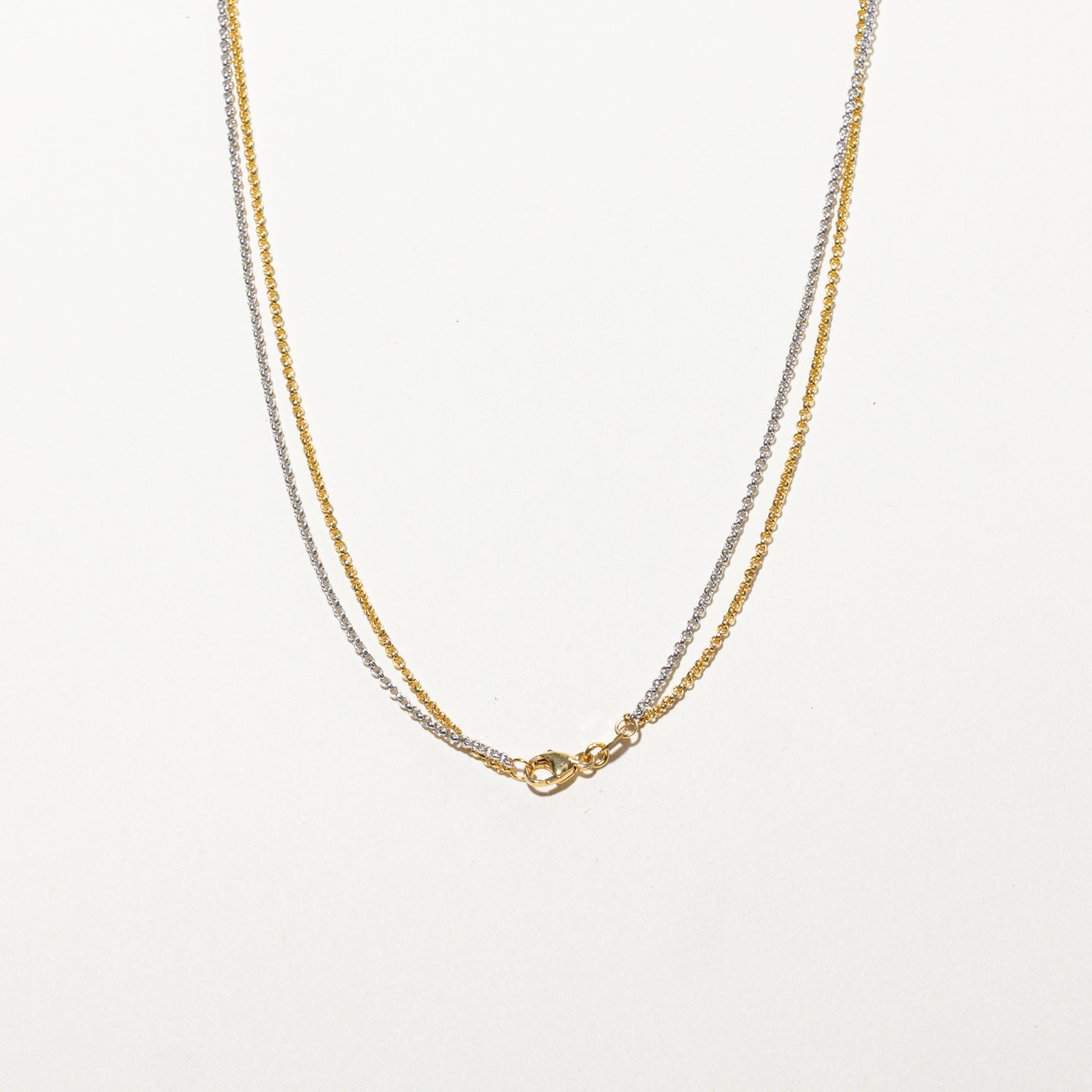 18k Yellow & White Gold Cable Link Layered Chain | 15"
