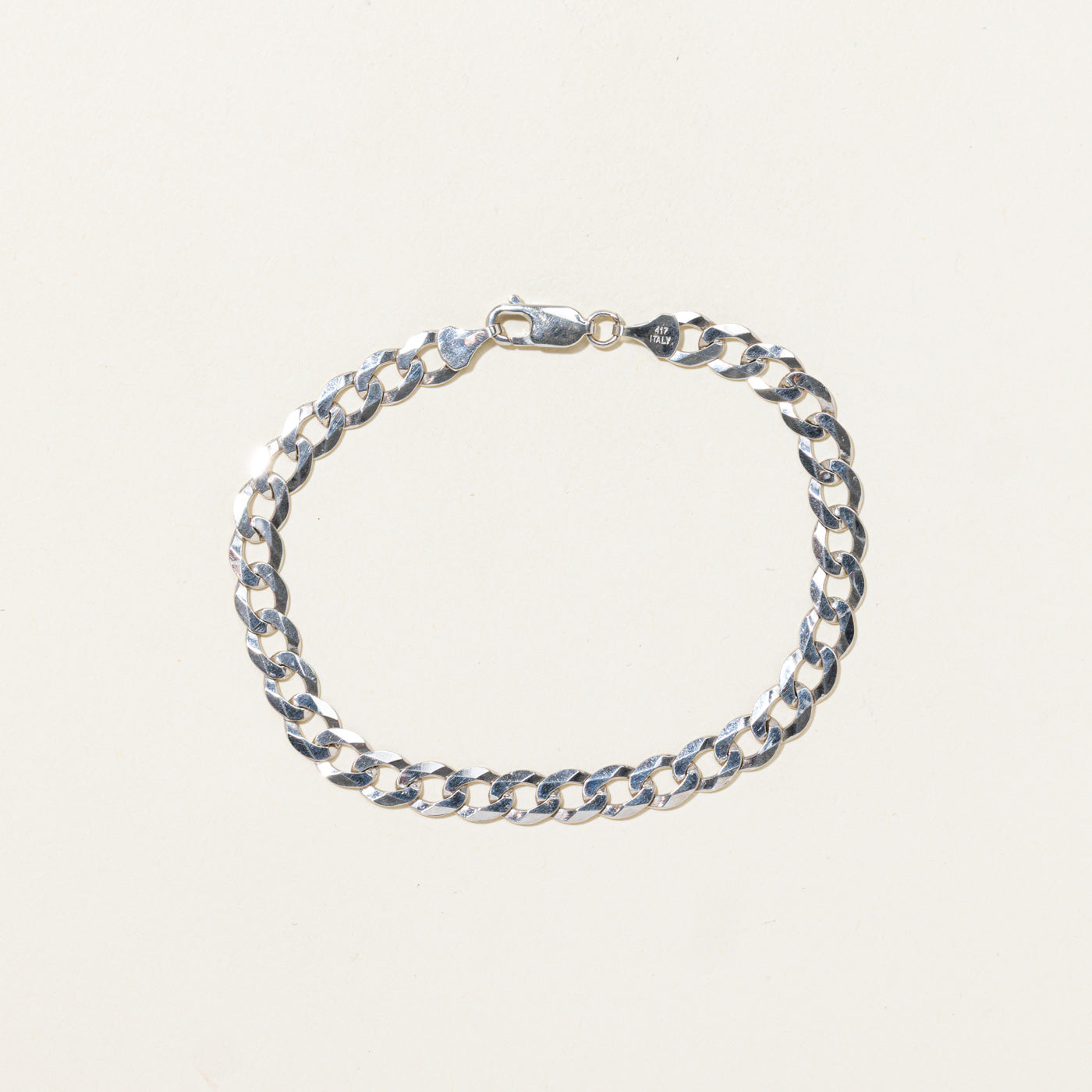 Bracelet chaîne gourmette en or blanc 10 carats | 21,6 cm