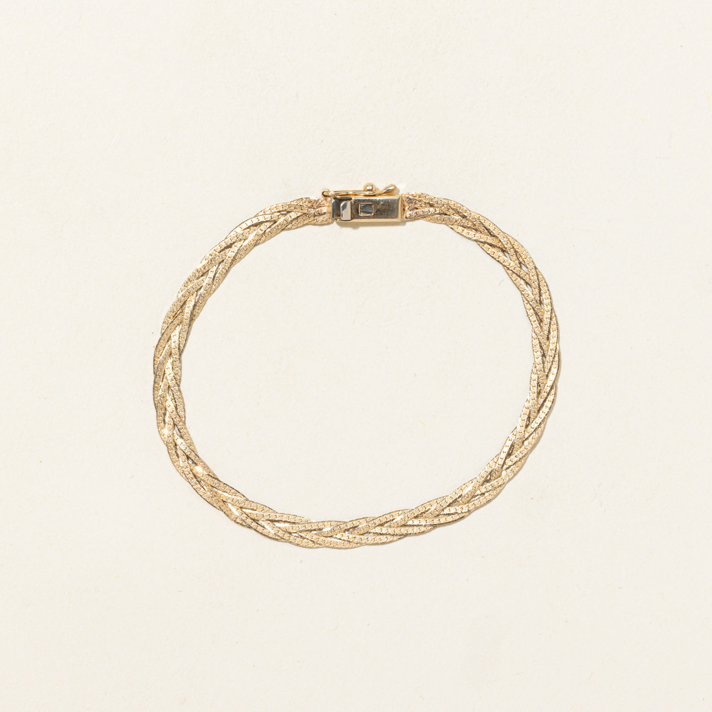 Bracelet à maillons plats tressés en or 10 carats | 18 cm