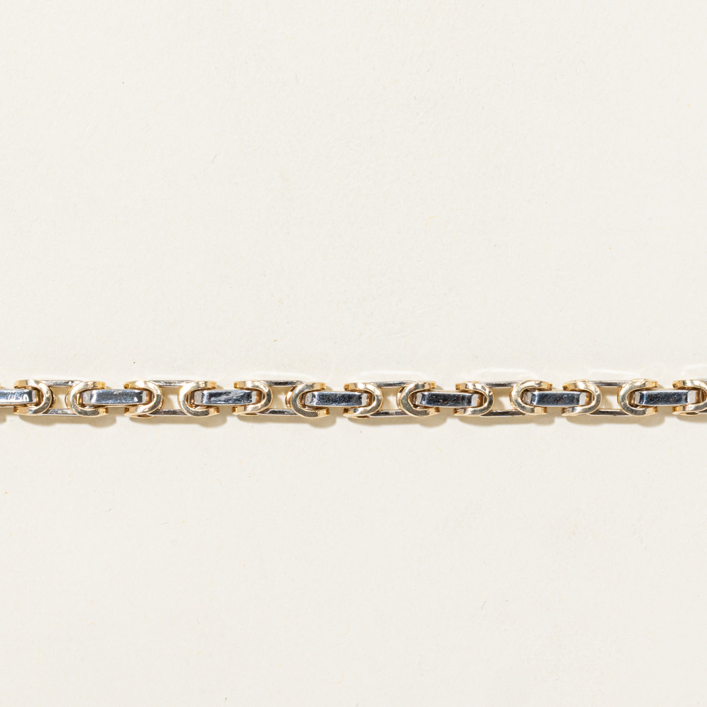 Bracelet chaîne byzantine modifiée bicolore en or 14 carats | 20 cm