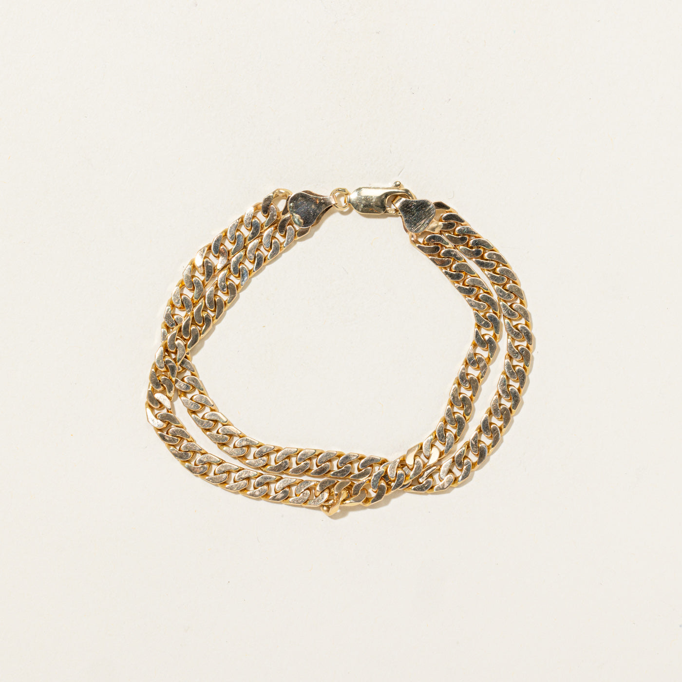 Bracelet à maillons gourmette doubles en or 14 carats | 19 cm