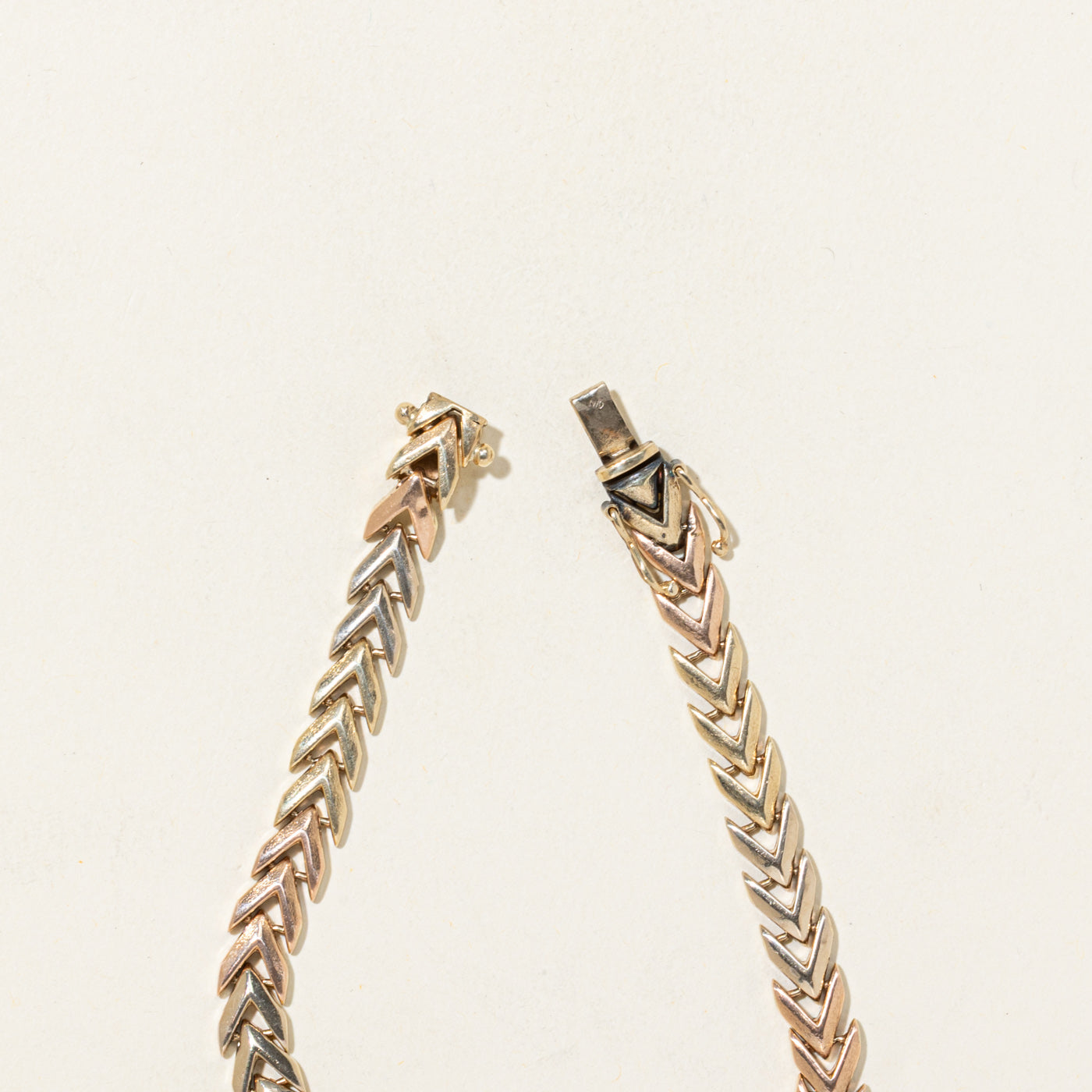 14k Tri Tone Gold Geometric Chain Bracelet | 8"