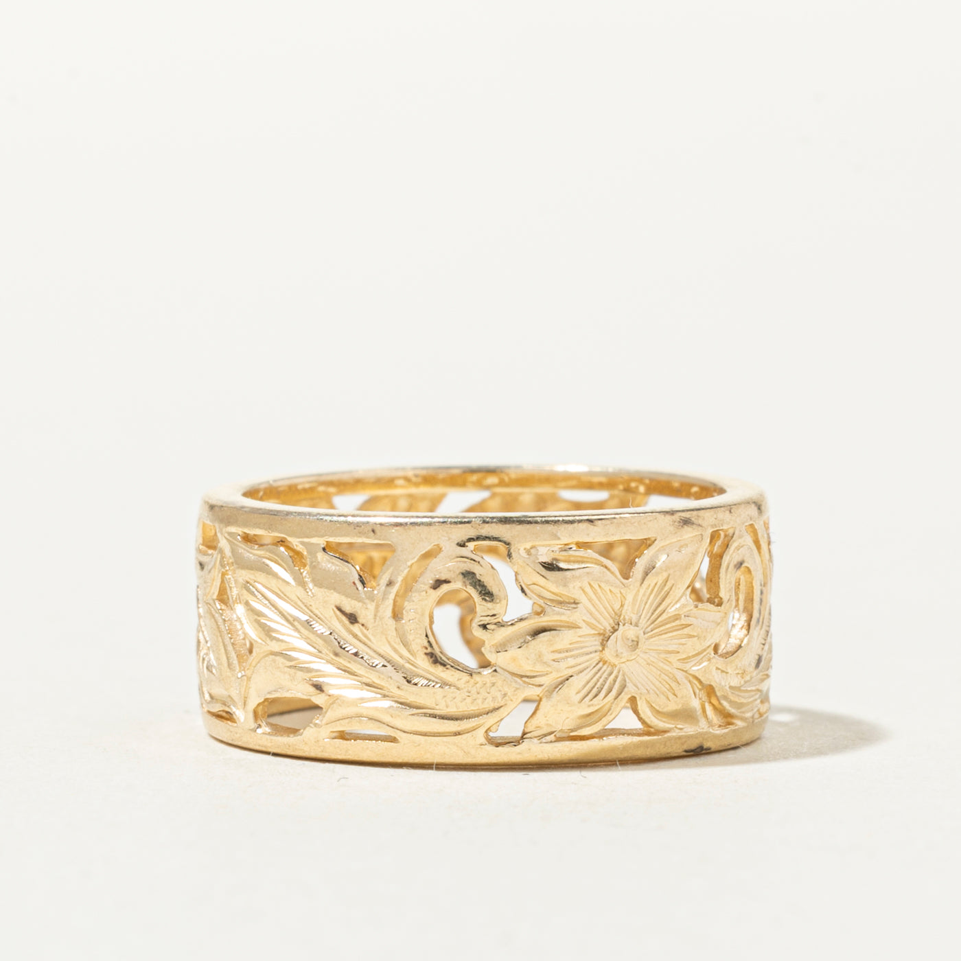 14k Floral Engraved Band | 8mm | SZ 5