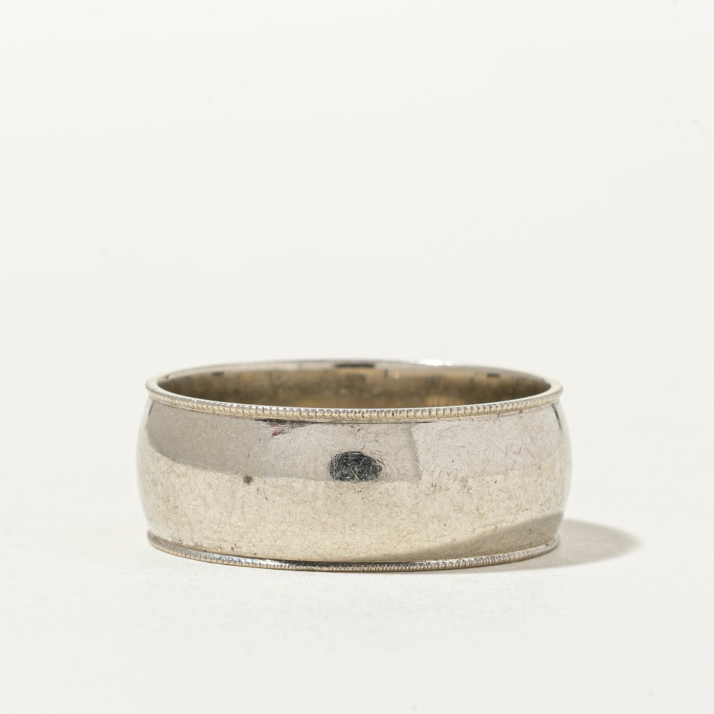 10k White Gold Milgrain Edged Band | 8mm | SZ 10