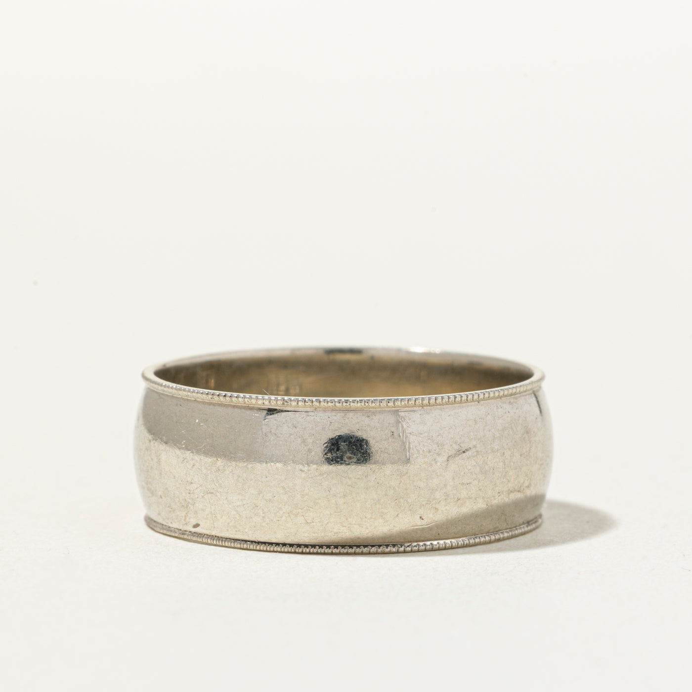 10k White Gold Milgrain Edged Band | 8mm | SZ 10