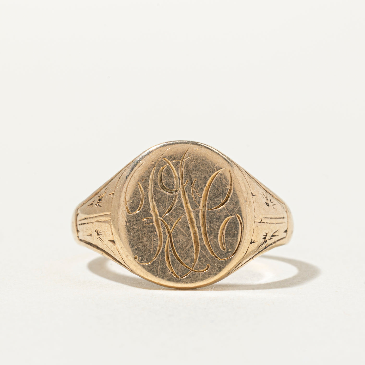 10k "RJC" Initial Engraved Signet Ring | SZ 9