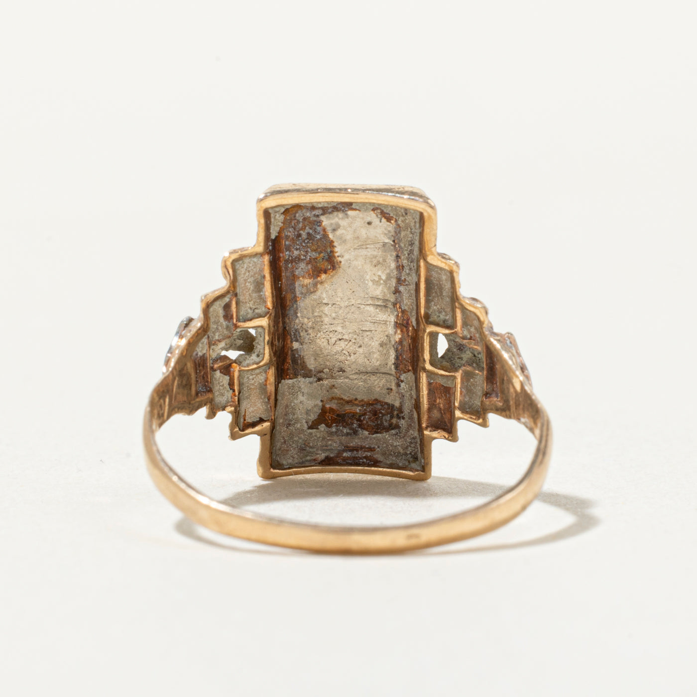10k "RP" Initial Engraved Rectangle Signet Ring | SZ 5.25
