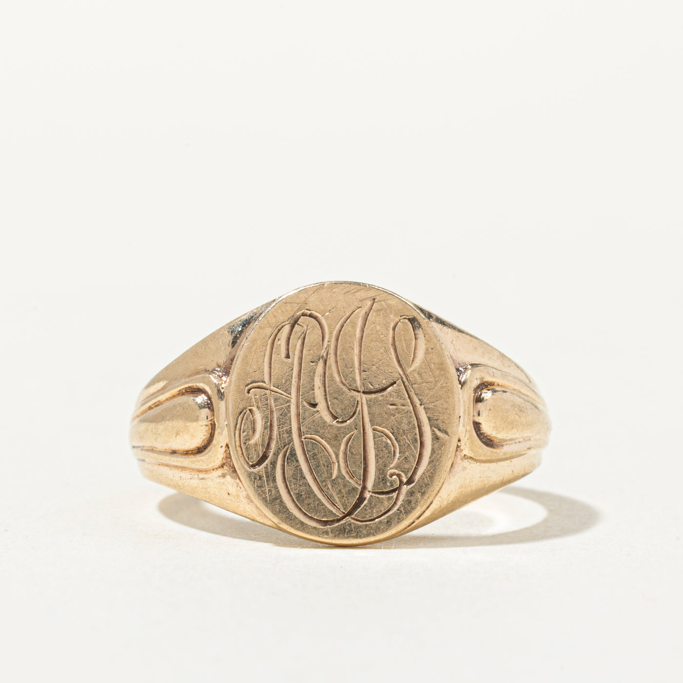 10k "AJS" Initial Engraved Signet Ring | SZ 7.25